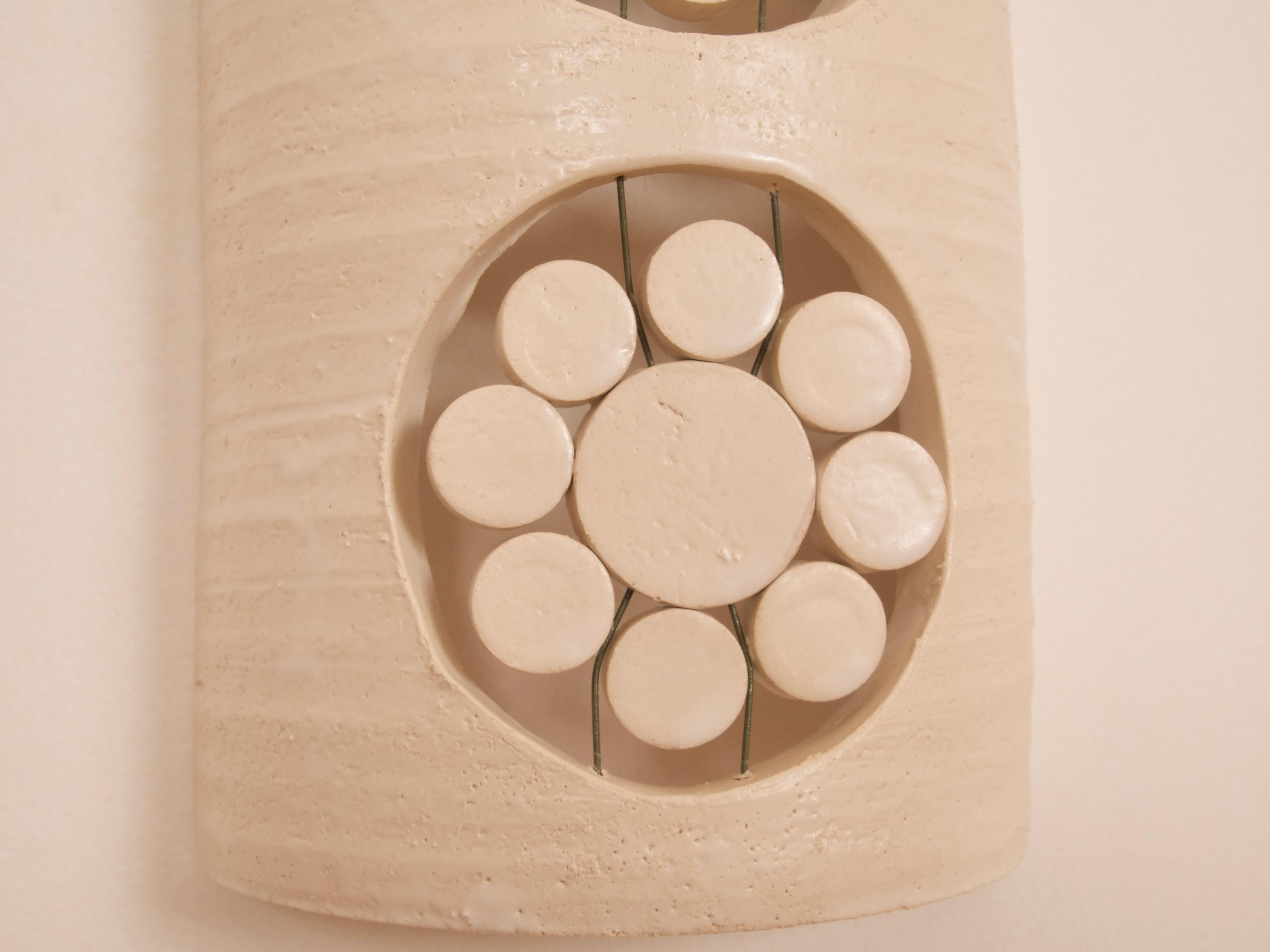 Georges Pelletier 2 Flowers Sconces in White Enameled Ceramic For Sale 1