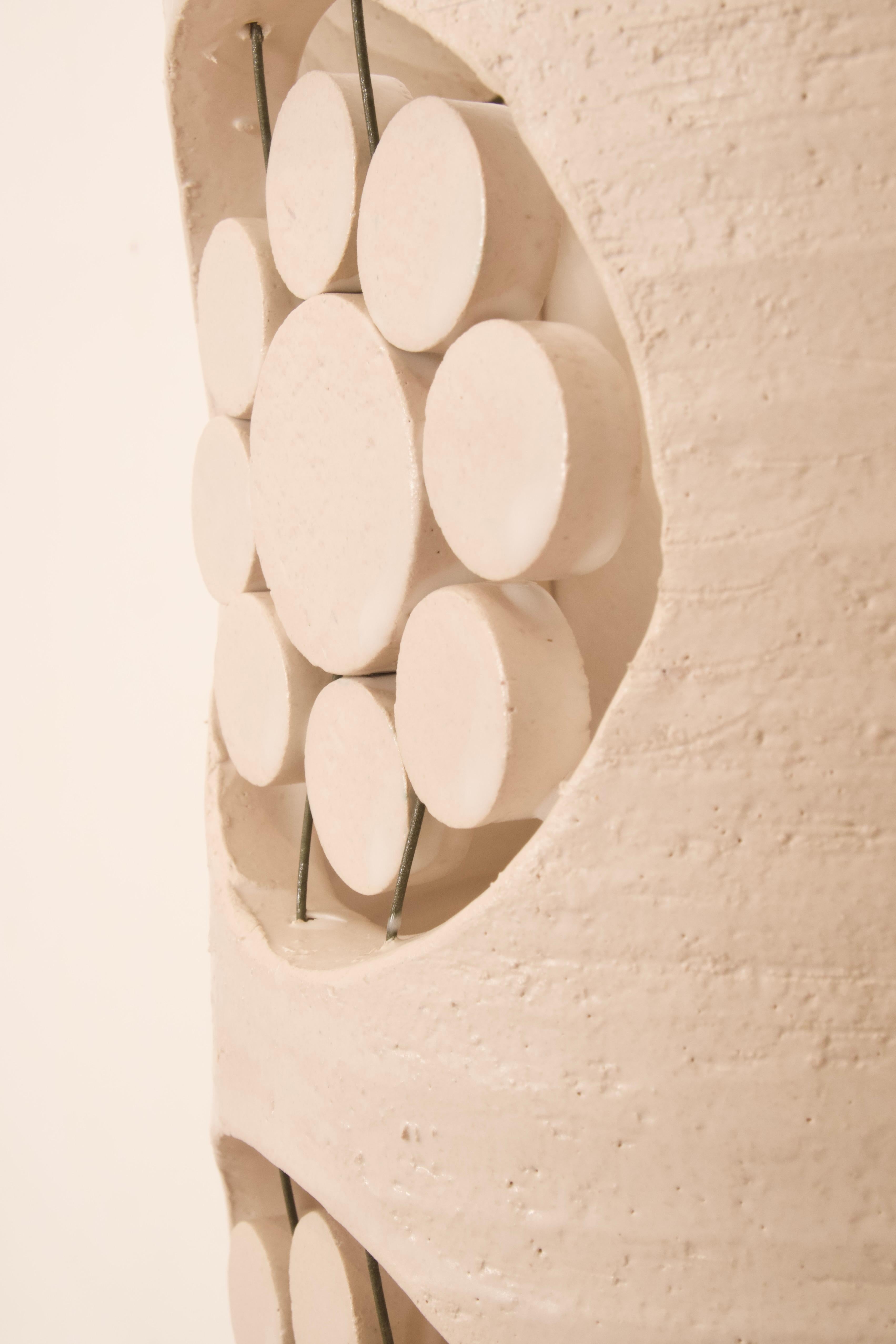 Georges Pelletier 2 Flowers Sconces in White Enameled Ceramic For Sale 3