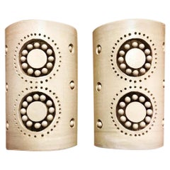 Georges Pelletier 2 Flowers Sconces in White Enameled Ceramic
