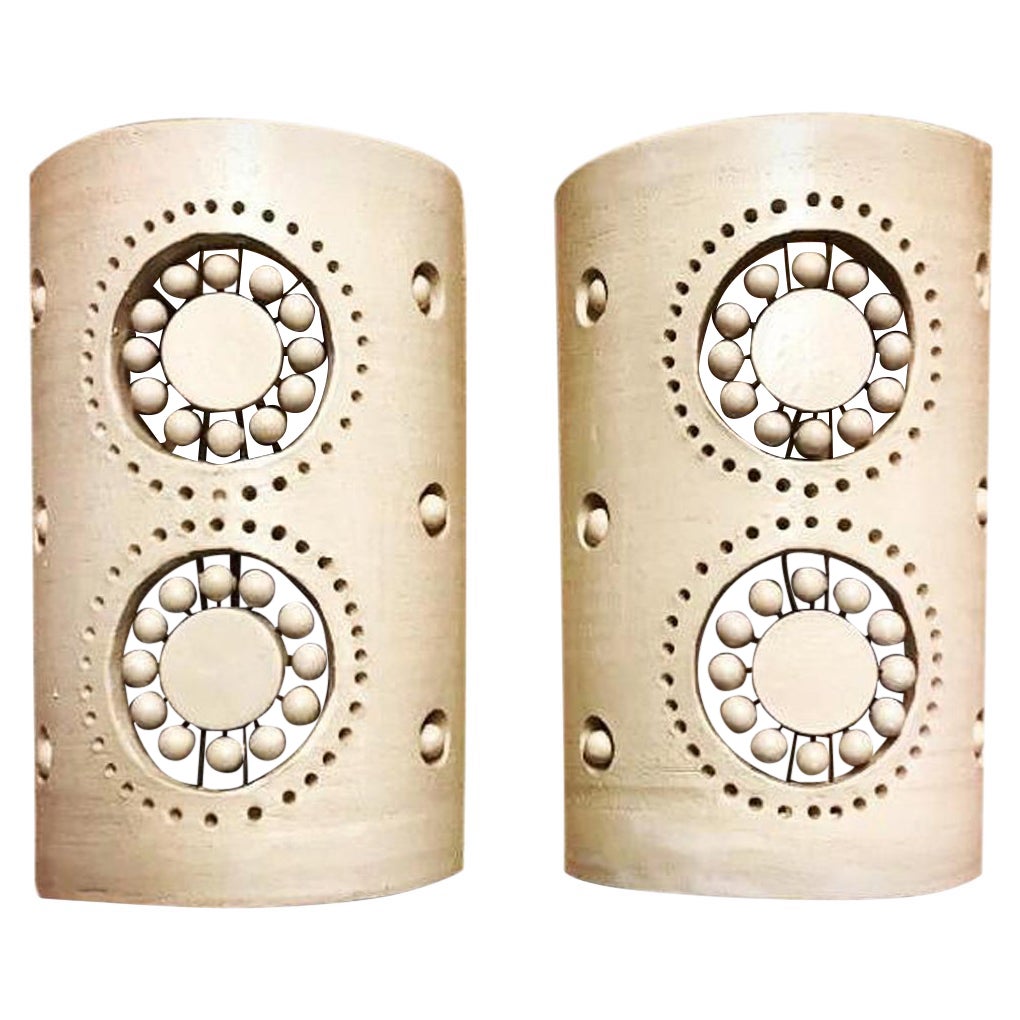 Georges Pelletier 2 Fiori in ceramica smaltata bianca