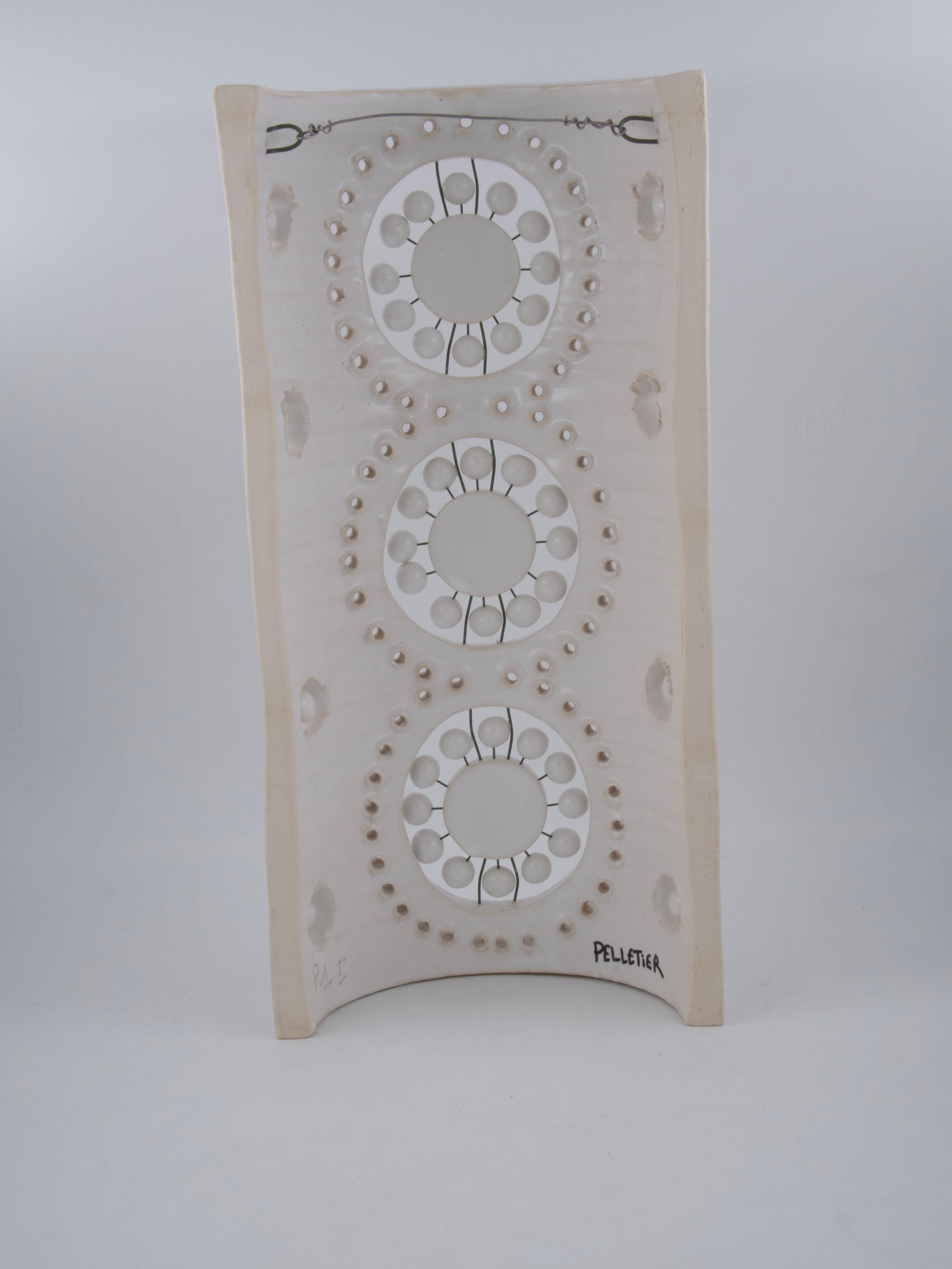Georges Pelletier 3 Flowers Sconces in White Enameled Ceramic For Sale 9
