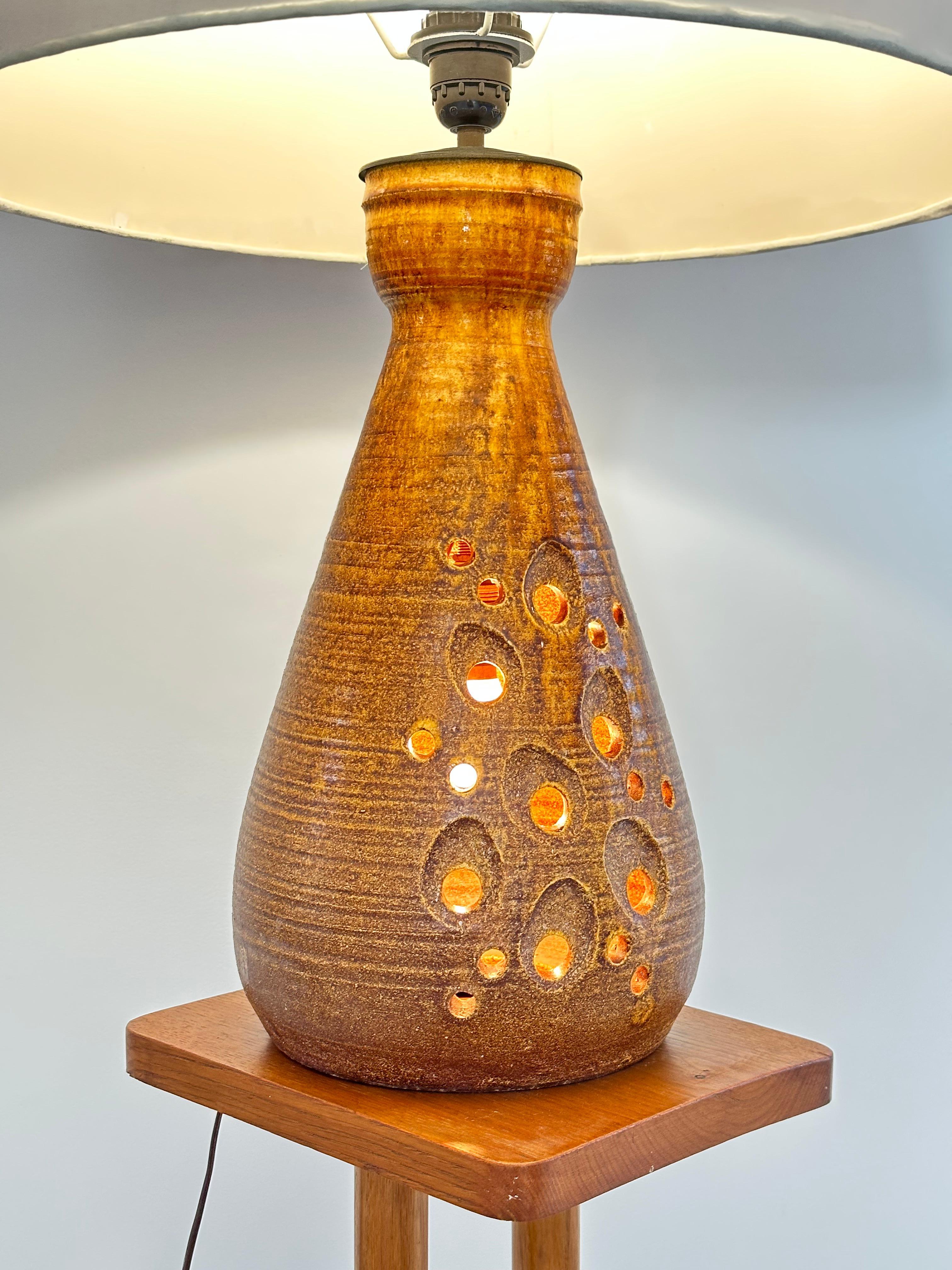 Accolay La Borne, ceramic sandstone table lampe France 1960s In Good Condition For Sale In leucate, FR