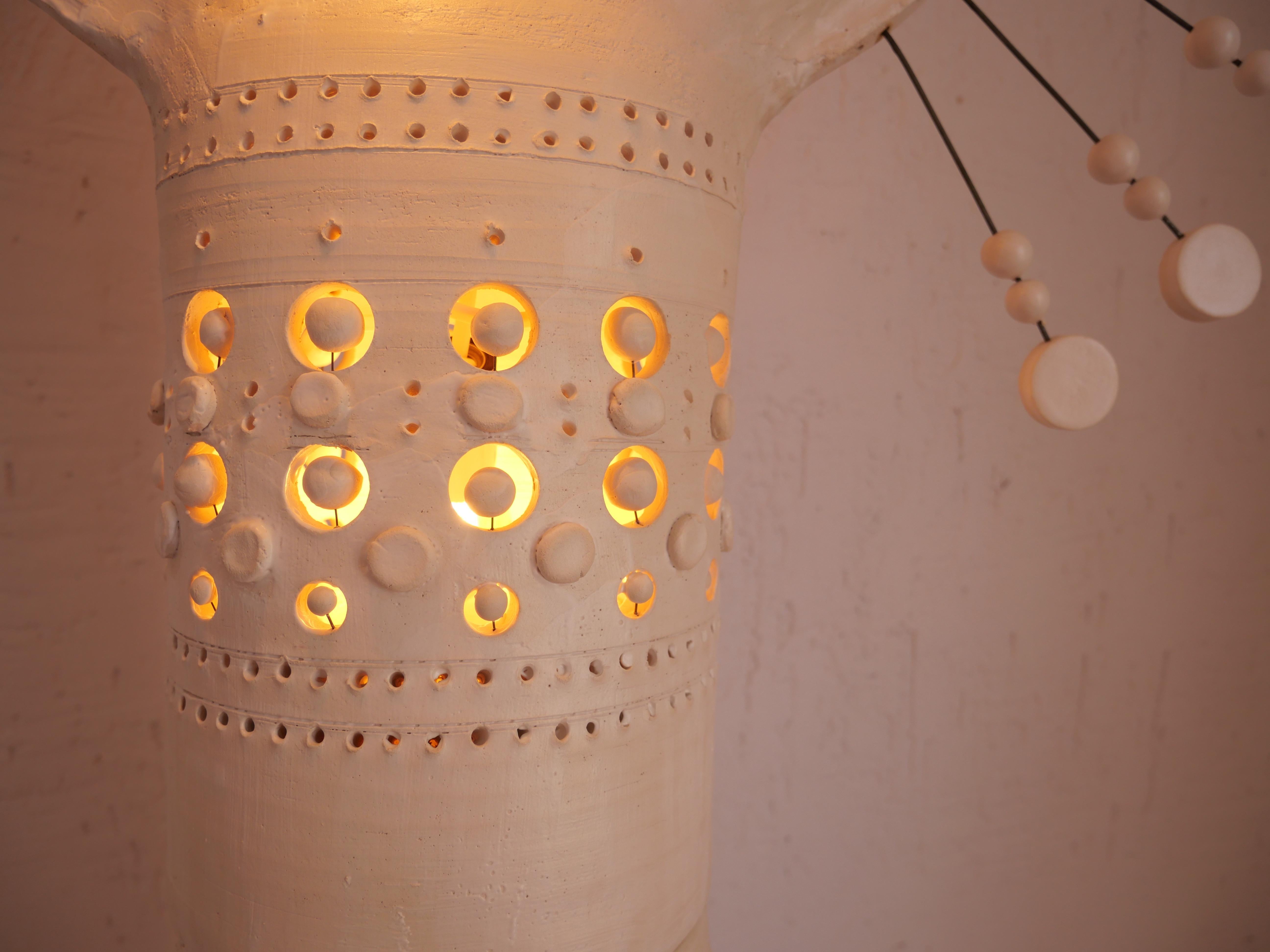 Georges Pelletier Big Sun TOTEM Floor Lamp in White Enamelled Ceramic 1