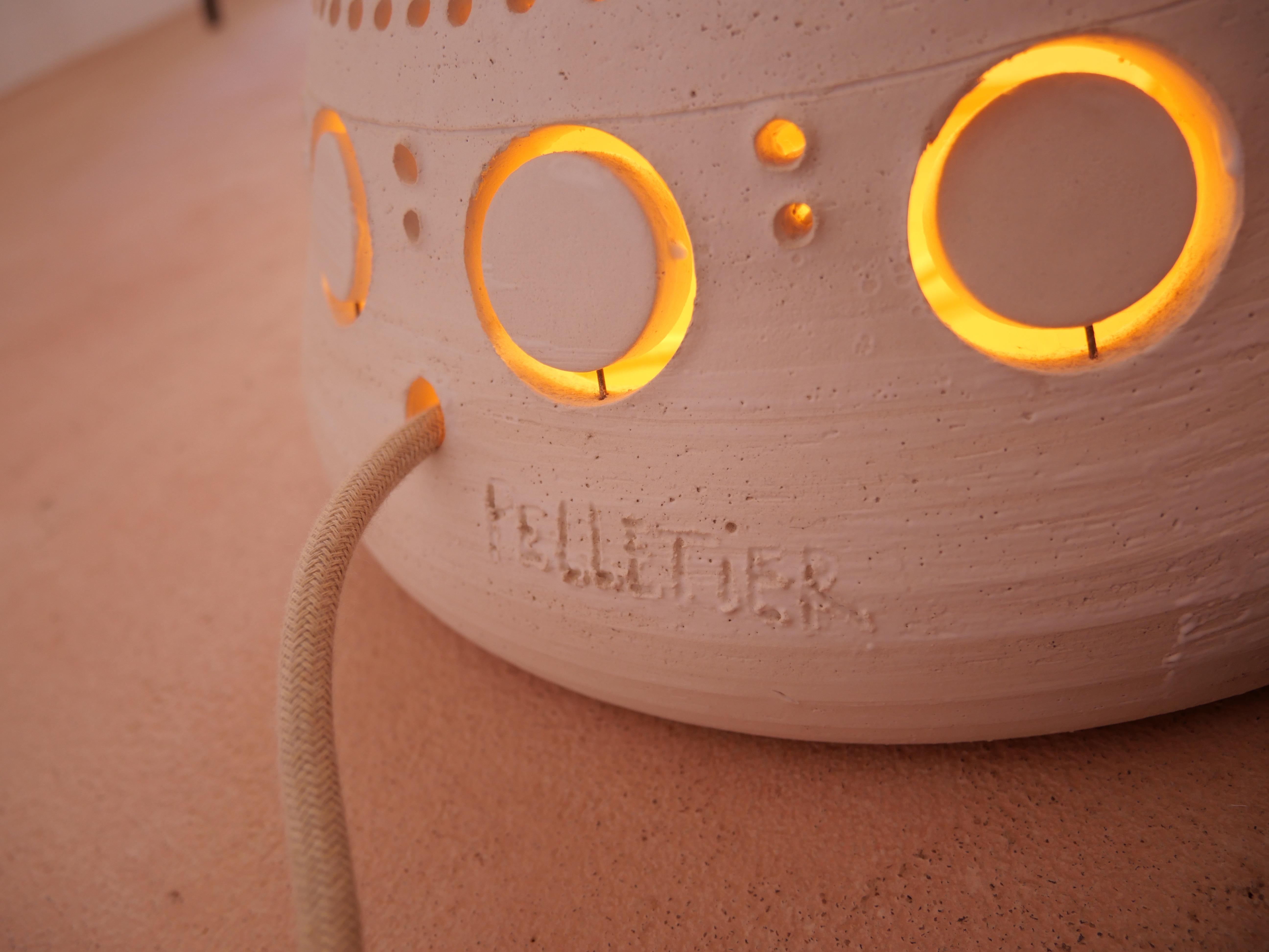 Georges Pelletier Big Sun TOTEM Stehlampe aus weißer Emaille-Keramik im Angebot 3