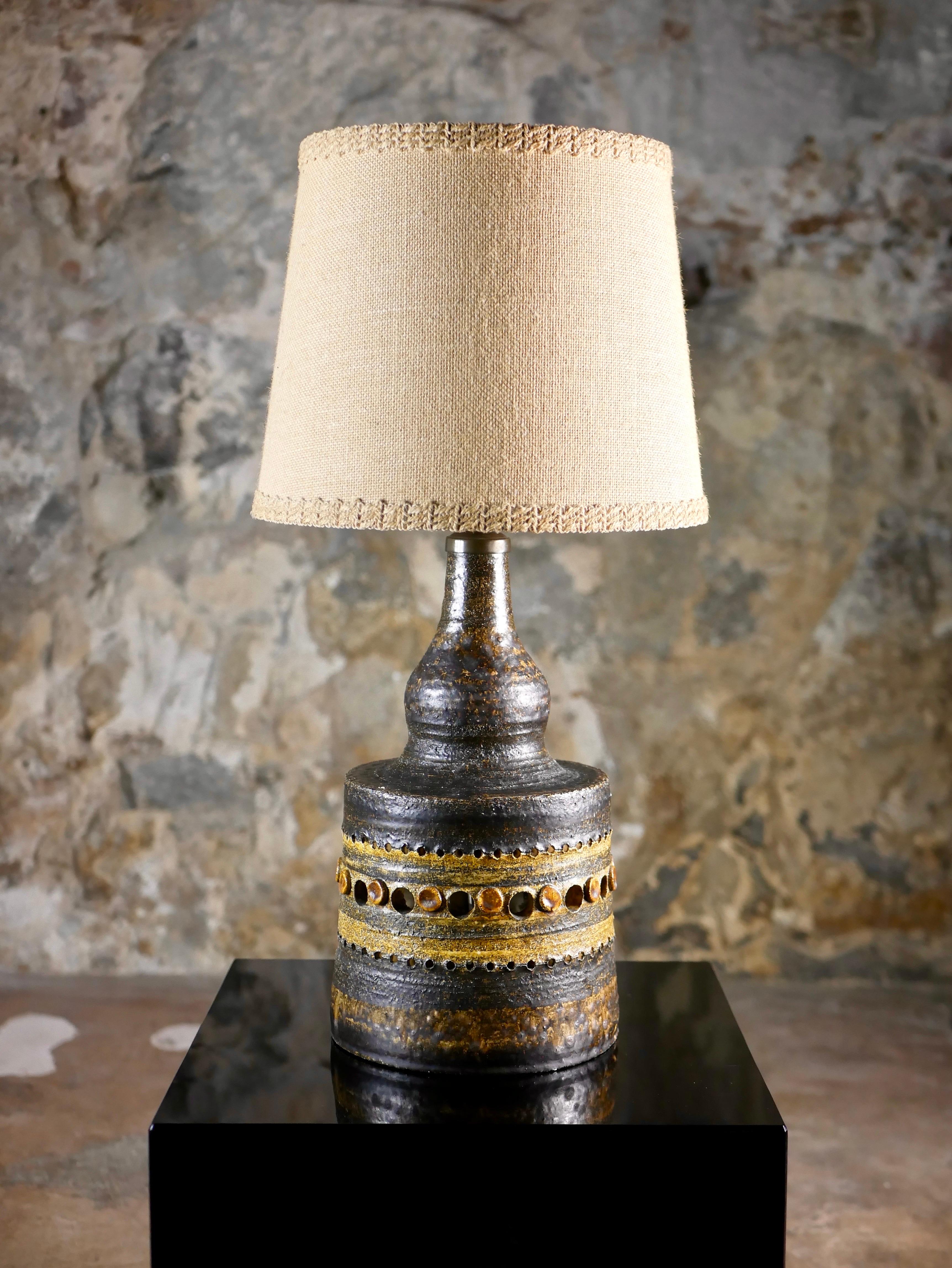 French Georges Pelletier ceramic lamp with double lighting, France, 1960s For Sale