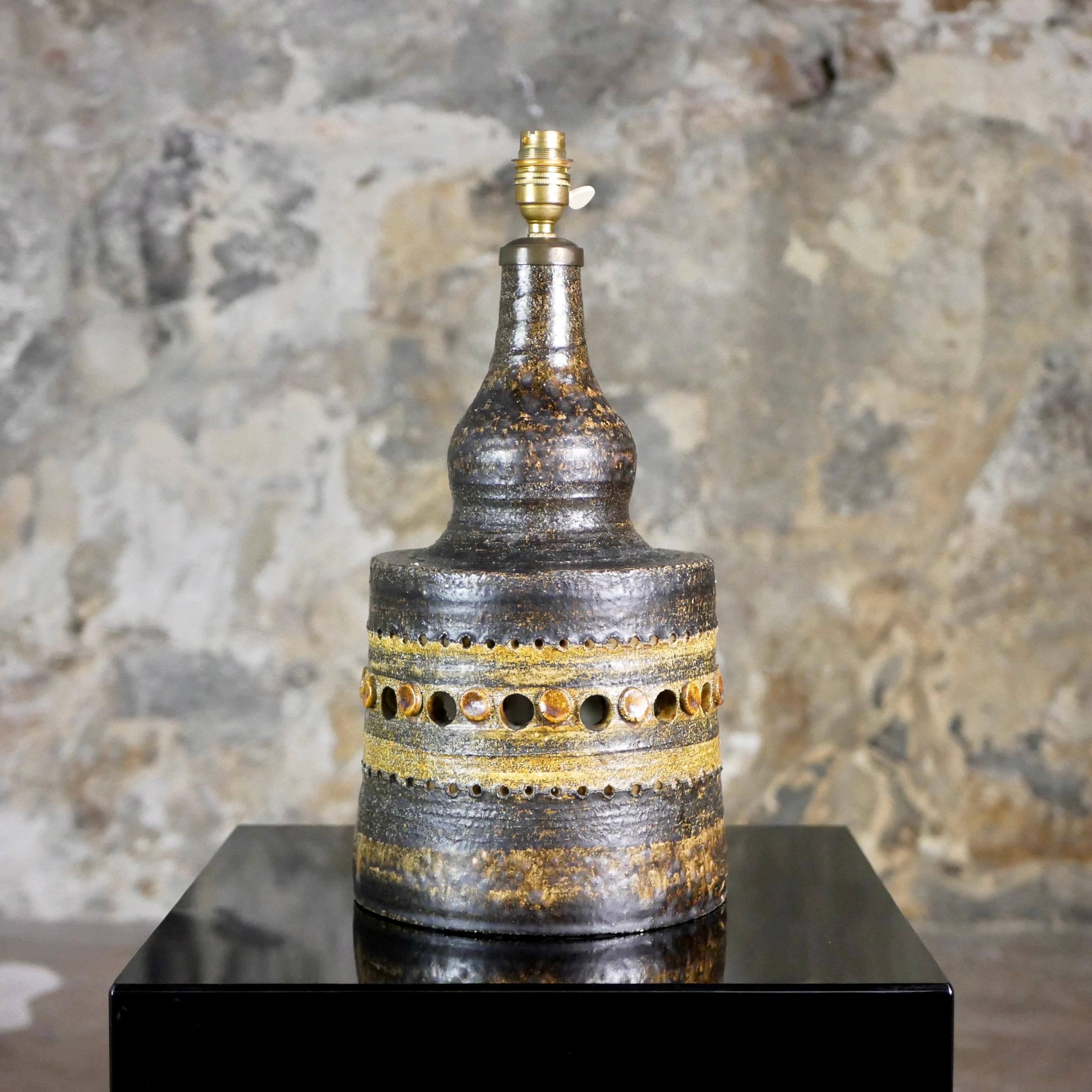 Ceramic Georges Pelletier ceramic lamp with double lighting, France, 1960s For Sale