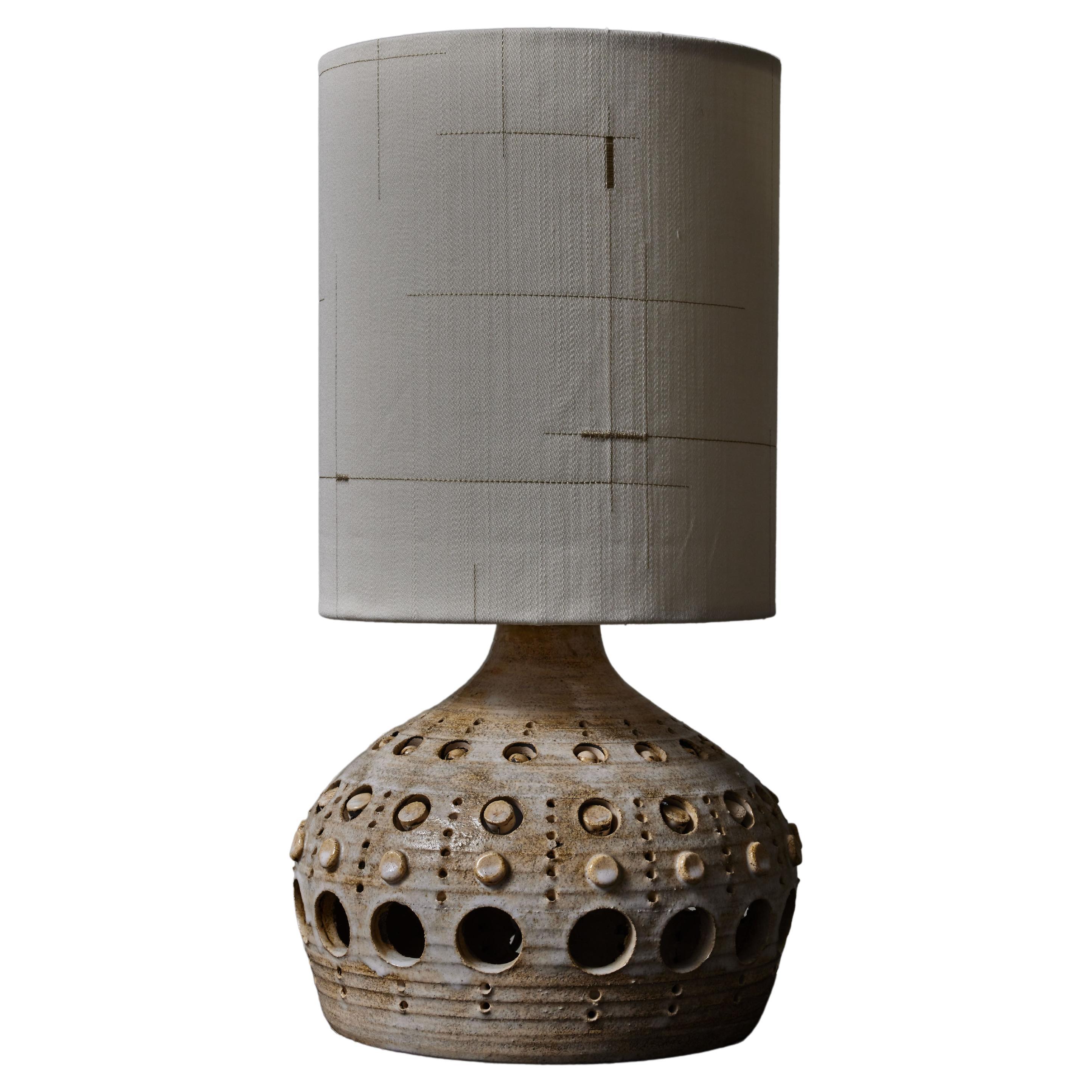 Georges Pelletier Ceramic Table Lamp with Dedar Fabric Shade