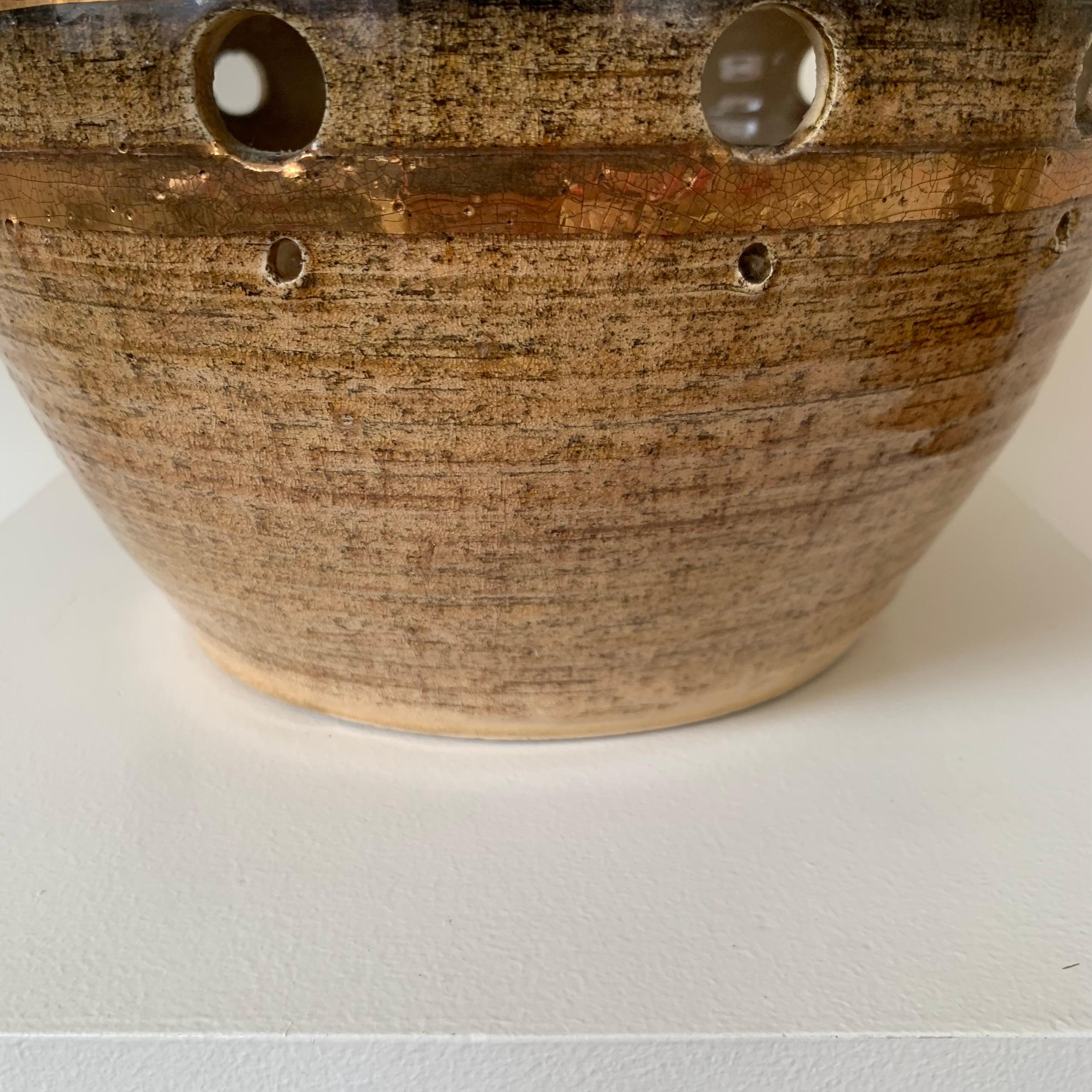 Georges Pelletier Gold and Brown Ceramic Table Lamp, circa 1970, France im Angebot 2