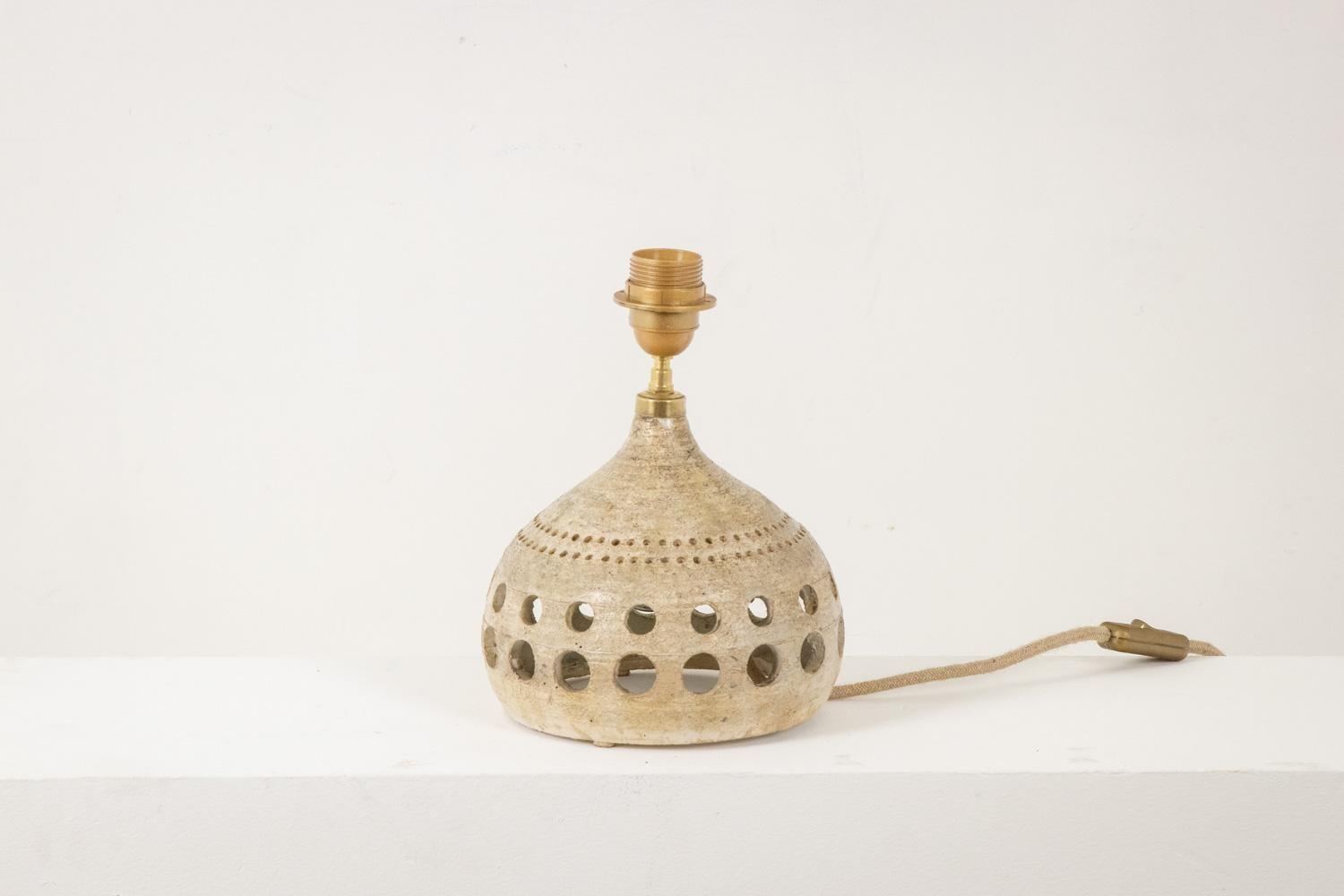 20th Century Georges Pelletier Openwork glazed terracotta lamp. Circa 1960-70 For Sale