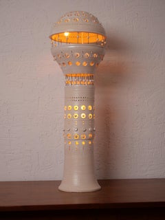 Georges Pelletier "R2D2" Table Lamp in White Enameled Ceramic