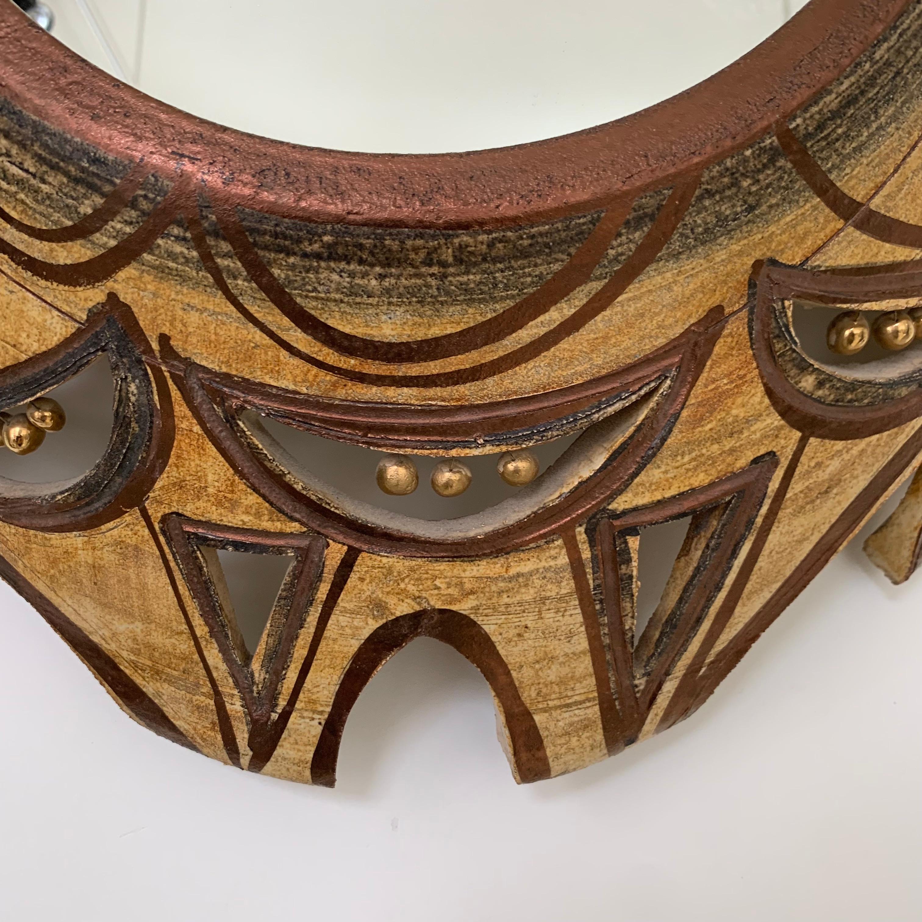 Georges Pelletier Rare Ceramic Owl Mirror, circa 1975, France. For Sale 8