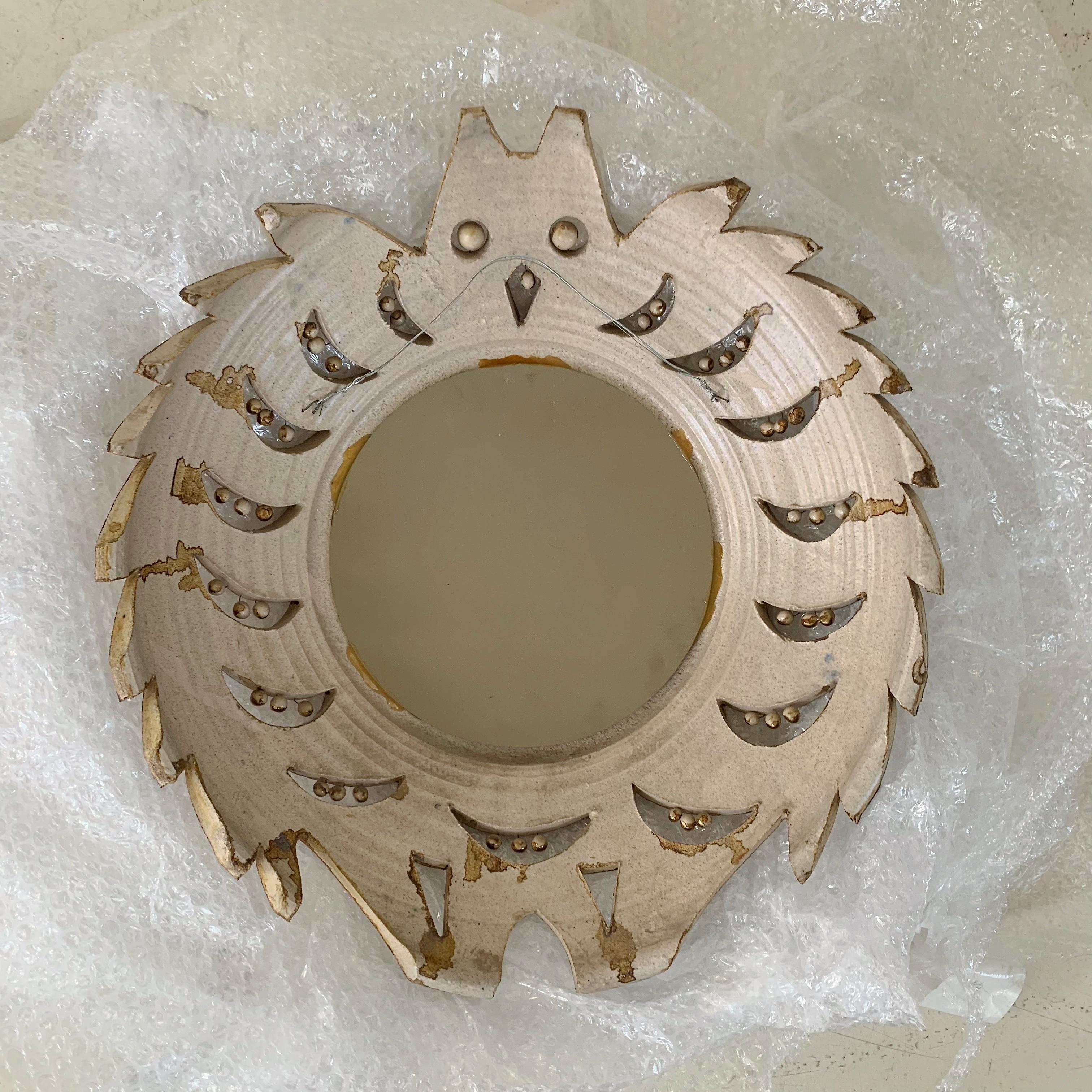 Georges Pelletier Rare Ceramic Owl Mirror, circa 1975, France. For Sale 10