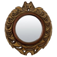 Georges Pelletier Rare Vintage Ceramic Owl Mirror, circa 1975, France.