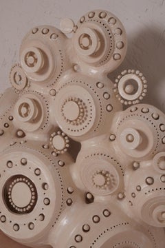 Lámpara escultura Georges Pelletier de cerámica esmaltada blanca