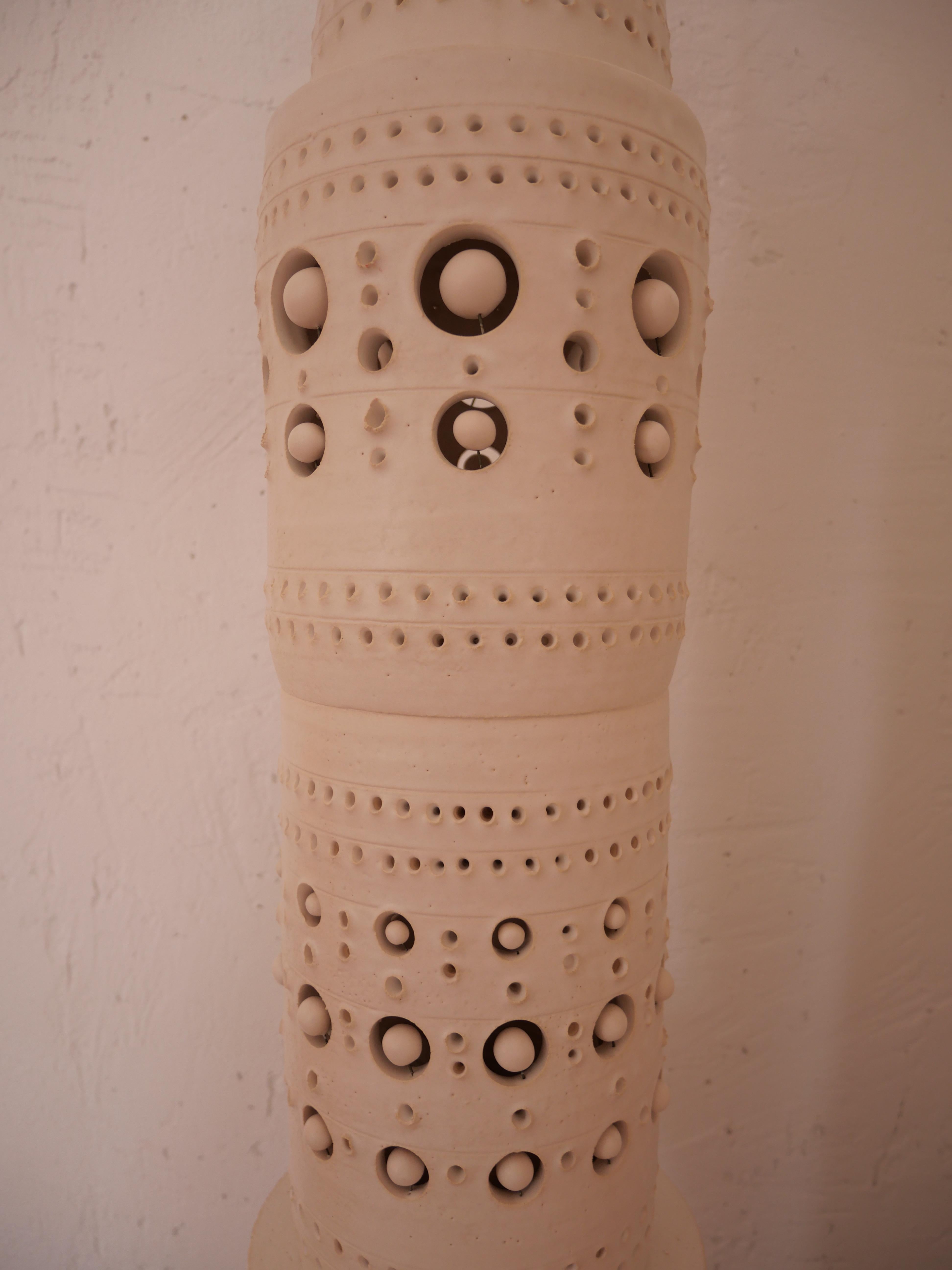Georges Pelletier Set of 3 TOTEM Floor Lamps in Enameled Ceramic, France, 2020 In New Condition In Santa Gertrudis, Baleares