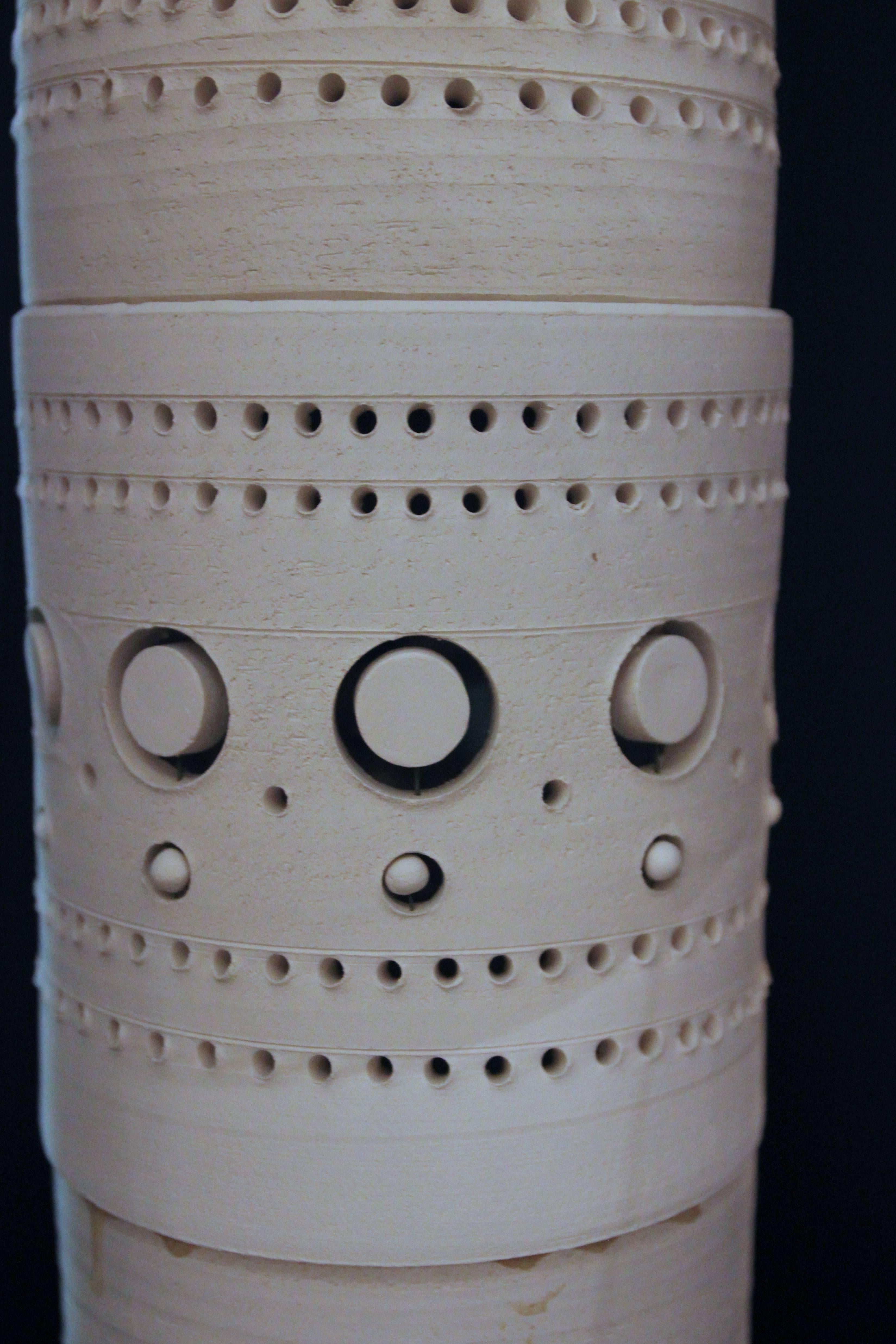 Georges Pelletier, Set of Five TOTEM Lights, Unglazed Ceramic, 1970, France 4