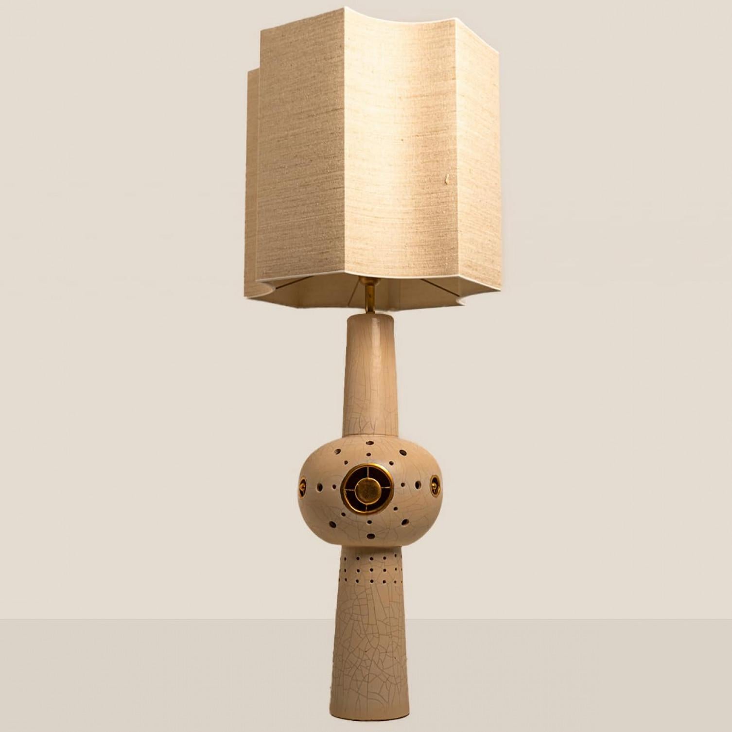 Georges Pelletier Style Brown Beige Keramik XL Stehtischlampe im Zustand „Gut“ im Angebot in Rijssen, NL