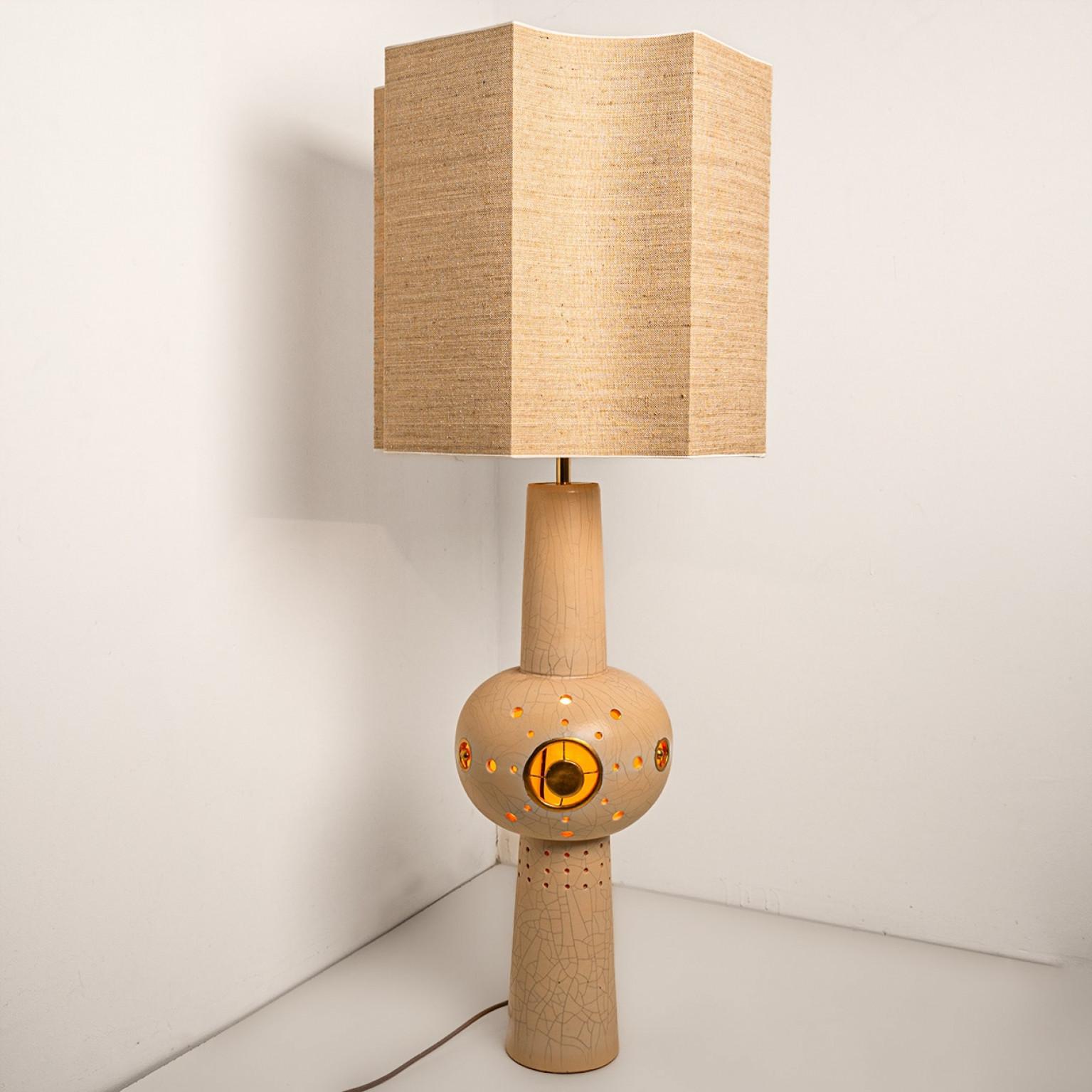 Georges Pelletier Style Brown Beige Keramik XL Stehtischlampe im Angebot 2