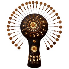 Lampe de soleil Georges Pelletier en céramique émaillée noire de Bluich, or et platine
