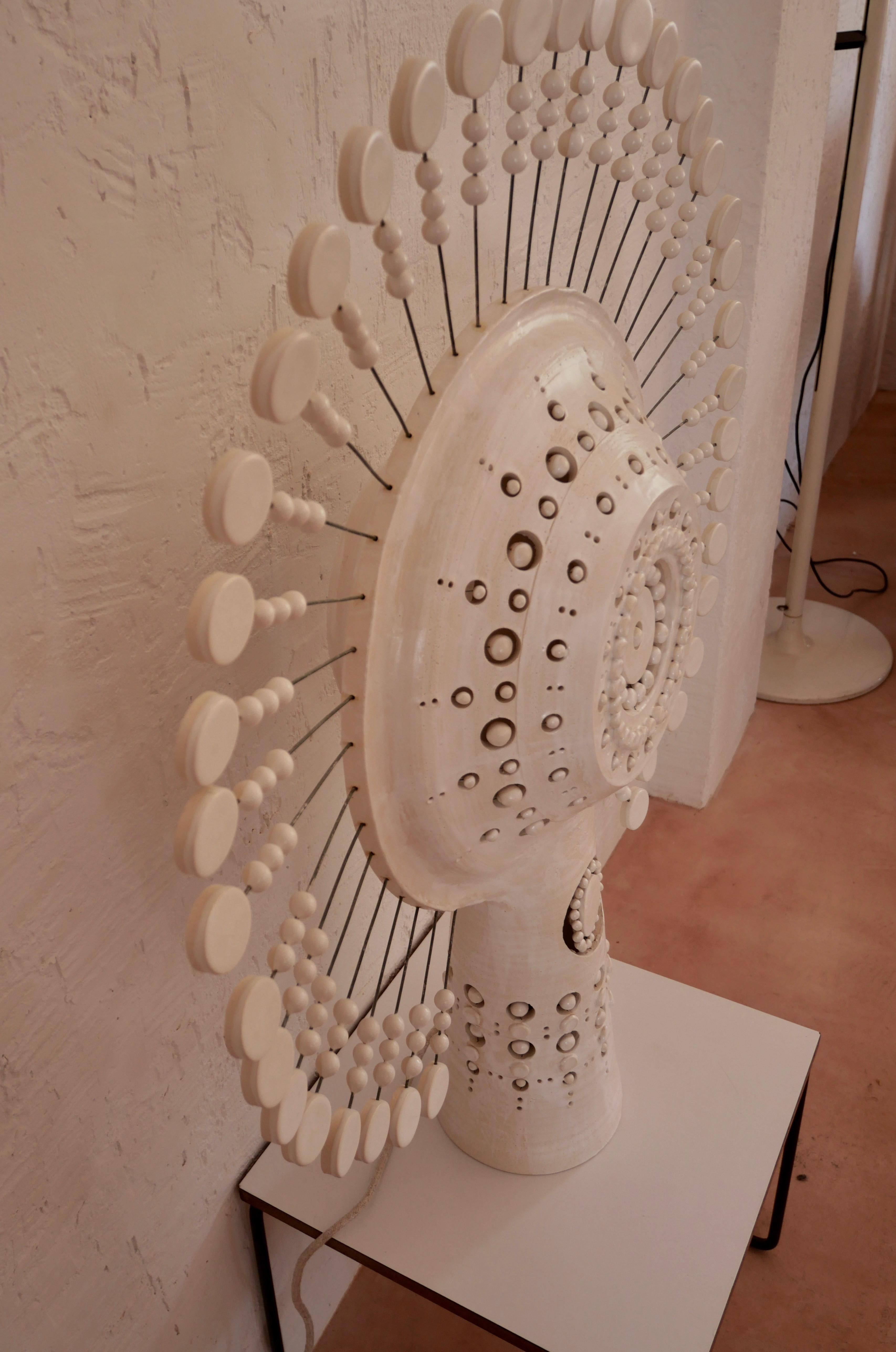 Autre Lampe de soleil Georges Pelletier en céramique émaillée blanche, France, 2020 en vente