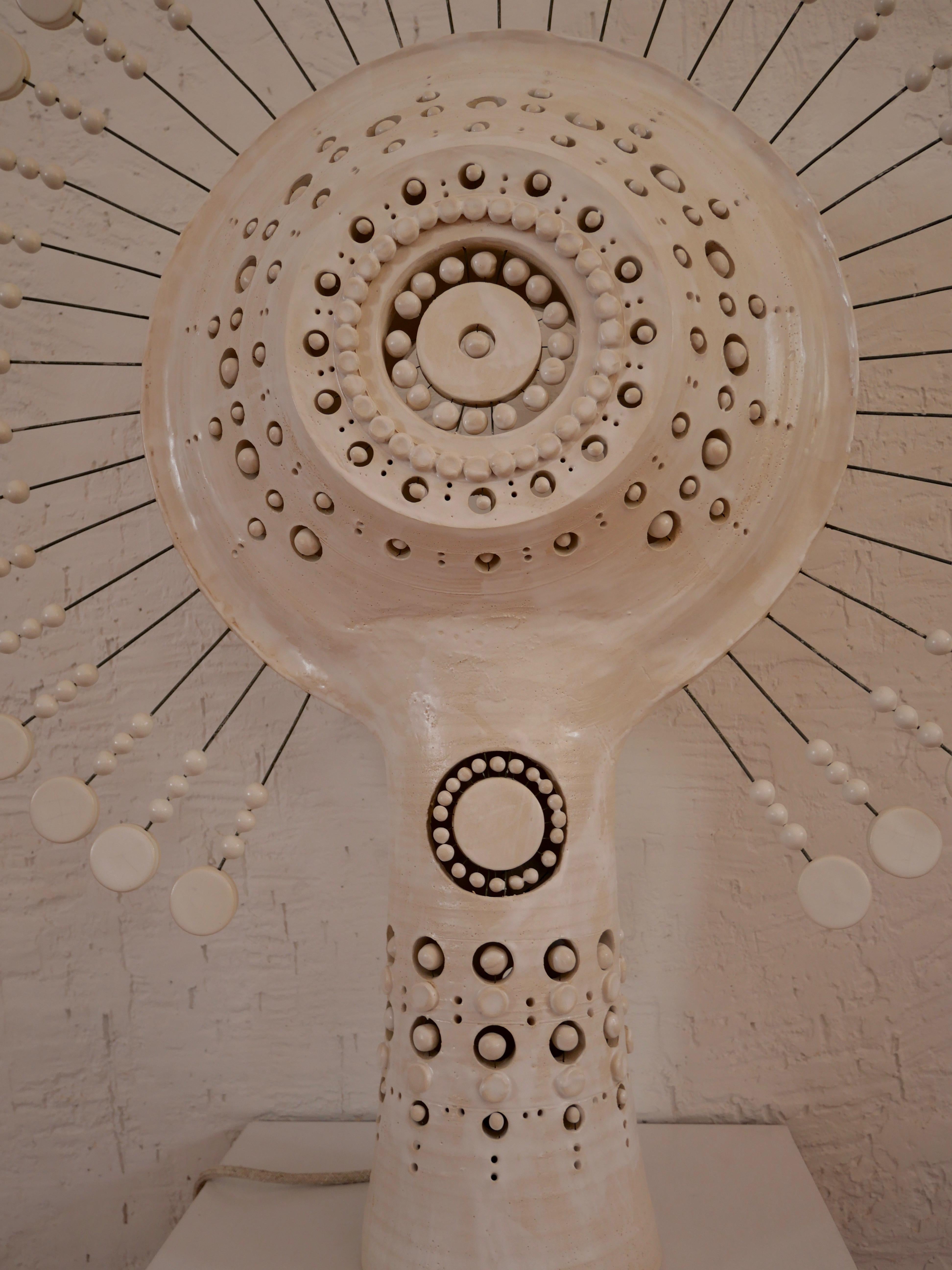 Georges Pelletier Sun Lamp in White Enameled Ceramic, France, 2020 For Sale 2