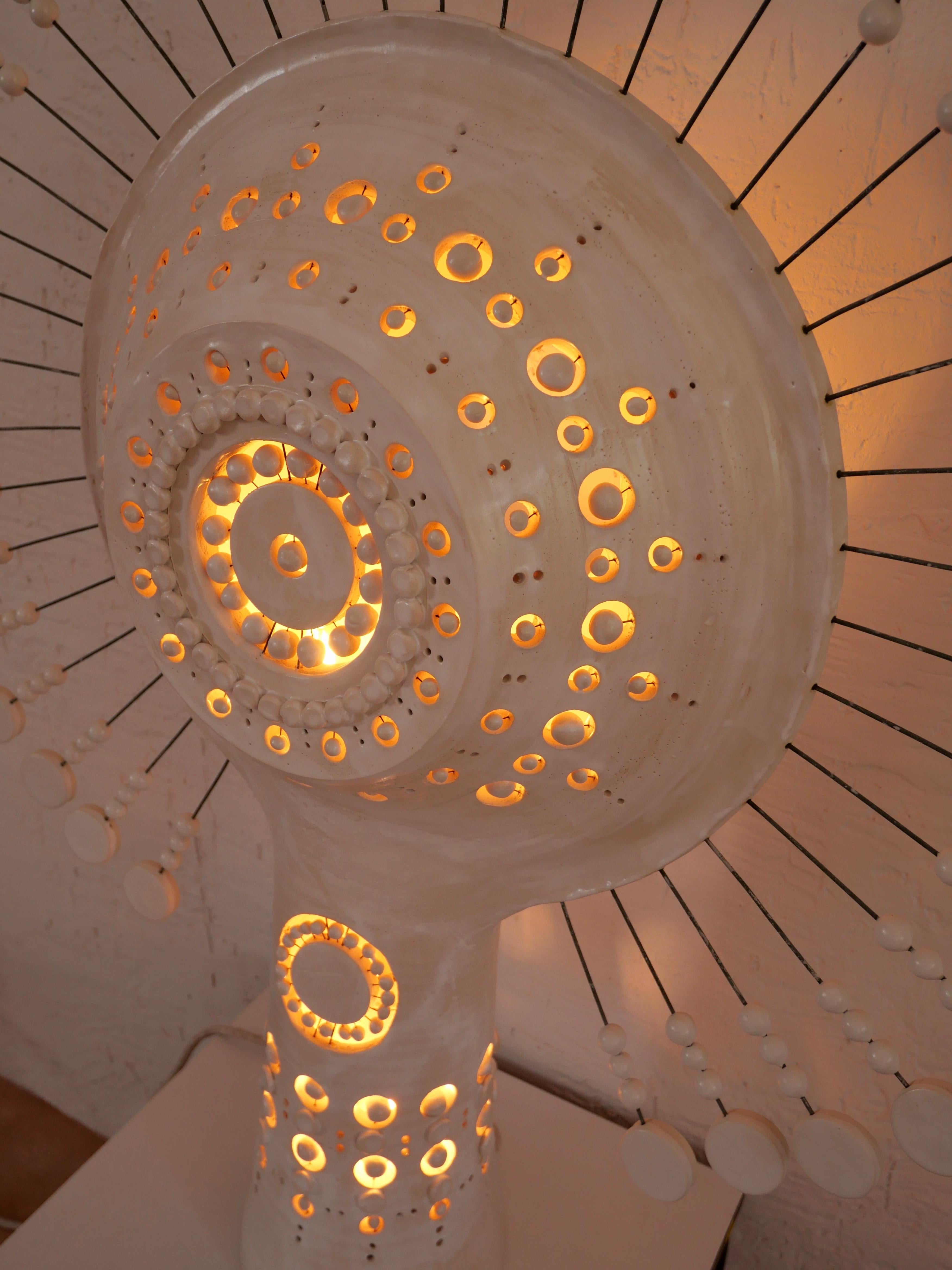 Georges Pelletier Sun Lamp in White Enameled Ceramic, France, 2024 In New Condition For Sale In Santa Gertrudis, Baleares