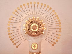 Georges Pelletier Sun Lamp in White Gold and Tan Enameled Ceramic, 2020