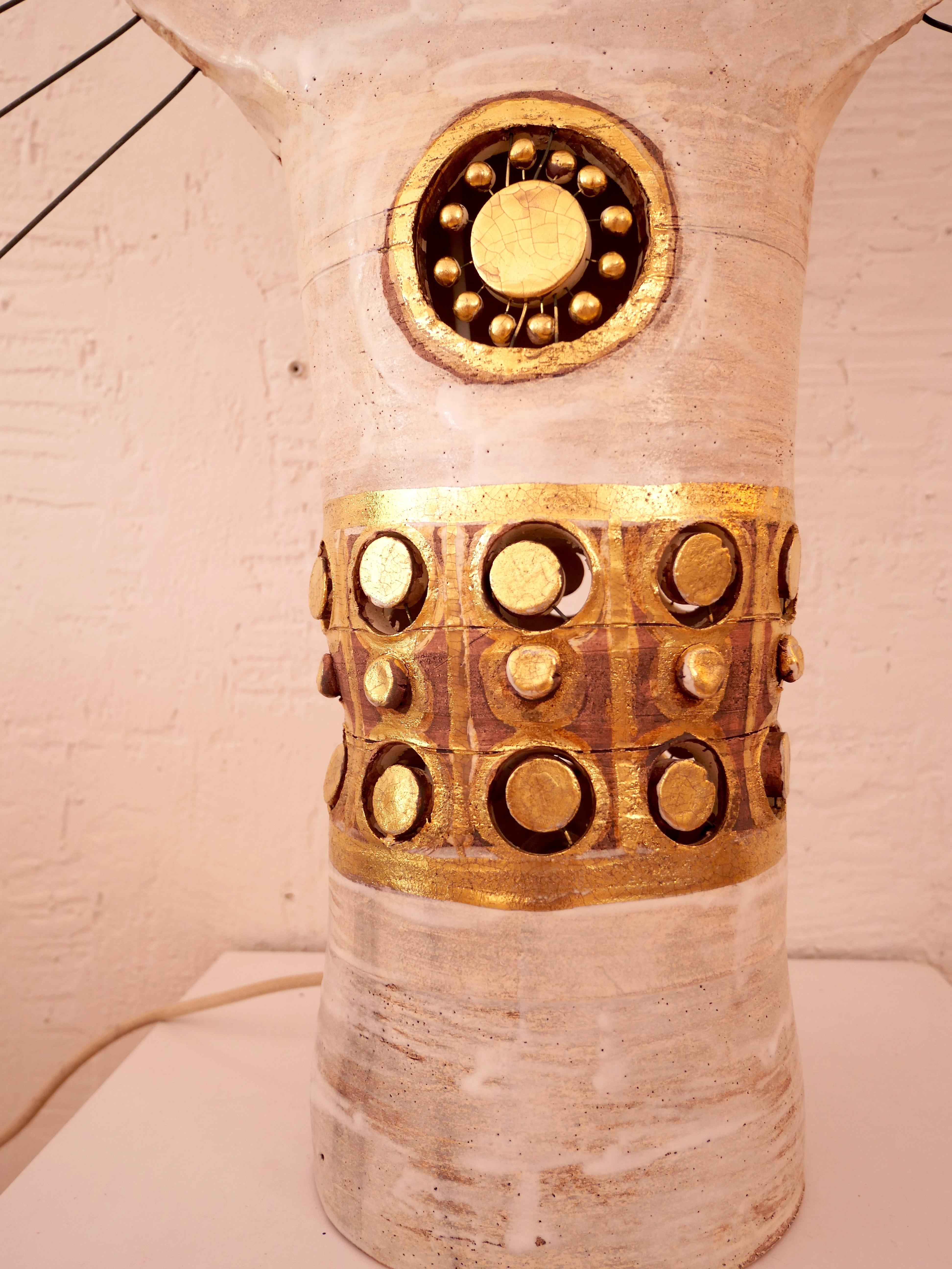 Lampe solaire Georges Pelletier en or blanc et céramique émaillée de couleur bronze, 2020. Neuf - En vente à Santa Gertrudis, Baleares