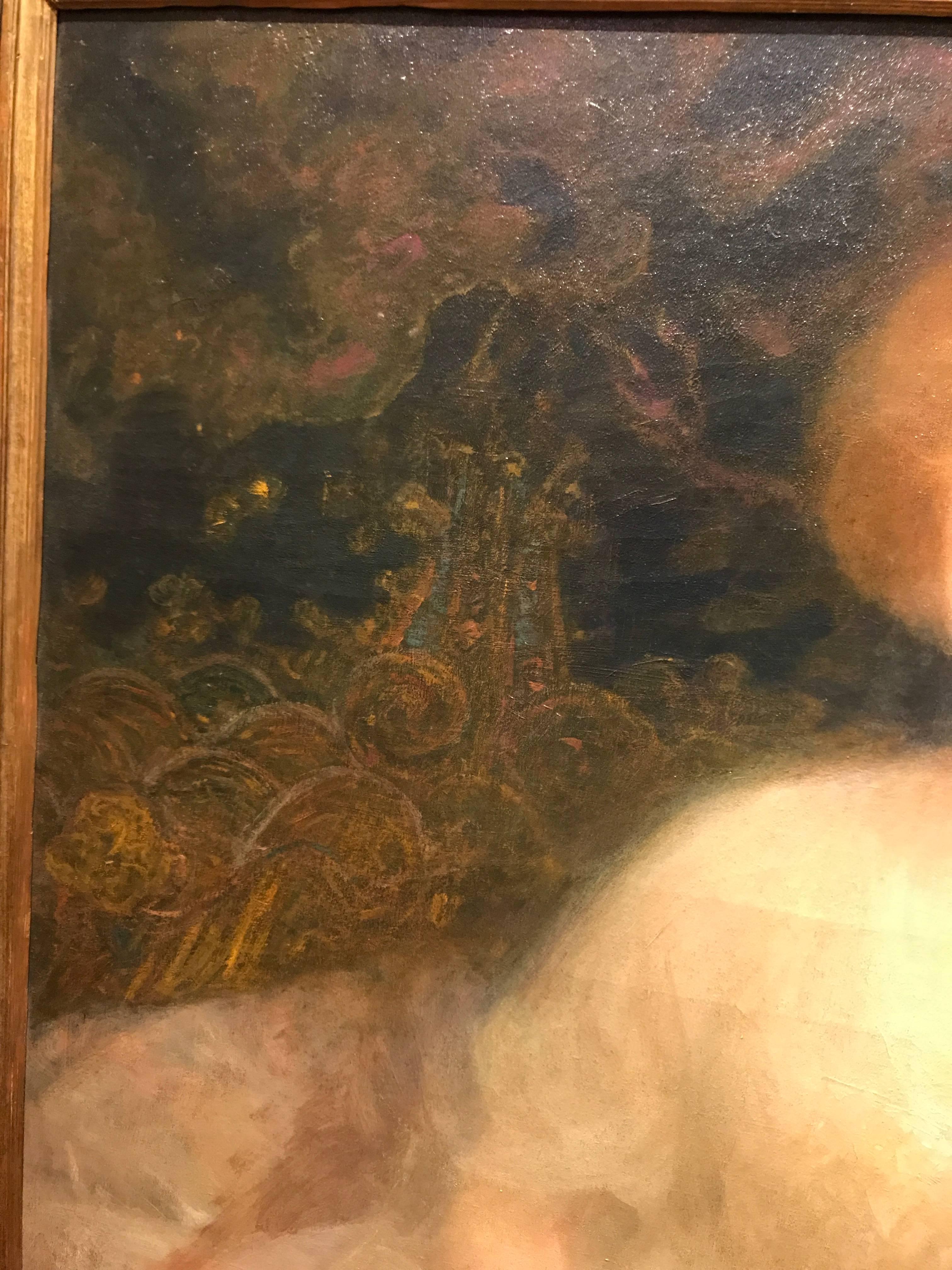 Pintura al óleo del siglo XX Retrato impresionista de madre e hija en venta 1