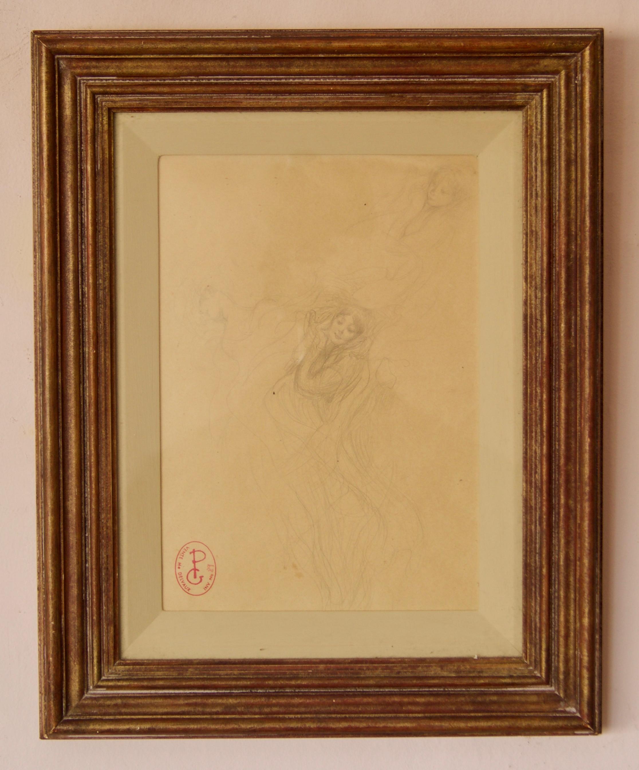 Illustrazione di due ragazze - Schizzo di Georges Picard della fine del XIX secolo 1