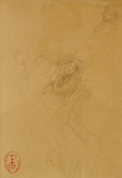 Illustration de deux filles - Fin du 19e siècle Croquis de Georges Picard