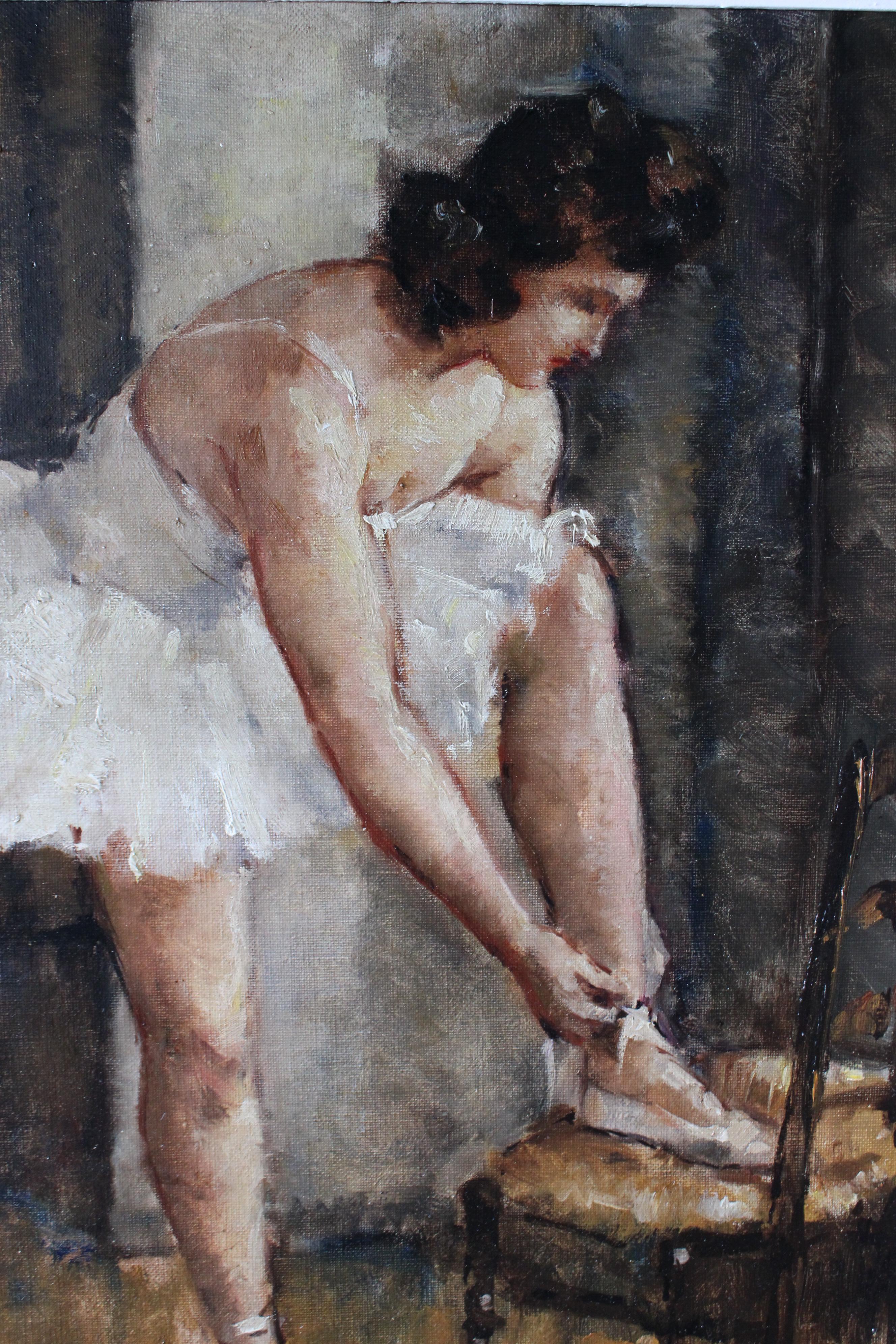 Antique impressionist portrait of a ballerina by Georges Guinegault – Painting von Georges-Pierre Guinegault