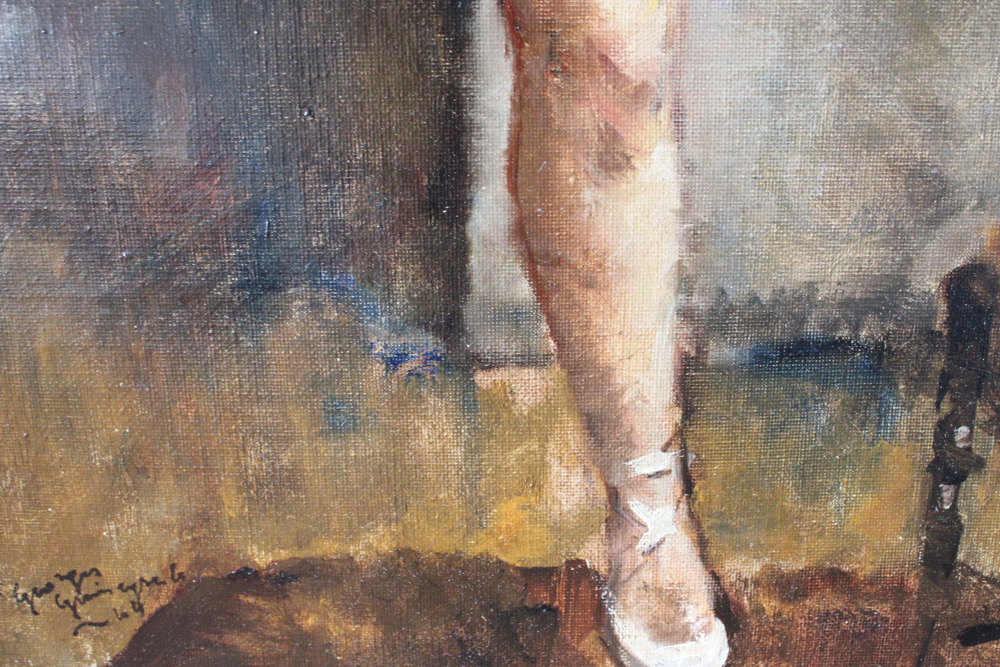 Antique impressionist portrait of a ballerina by Georges Guinegault im Angebot 1