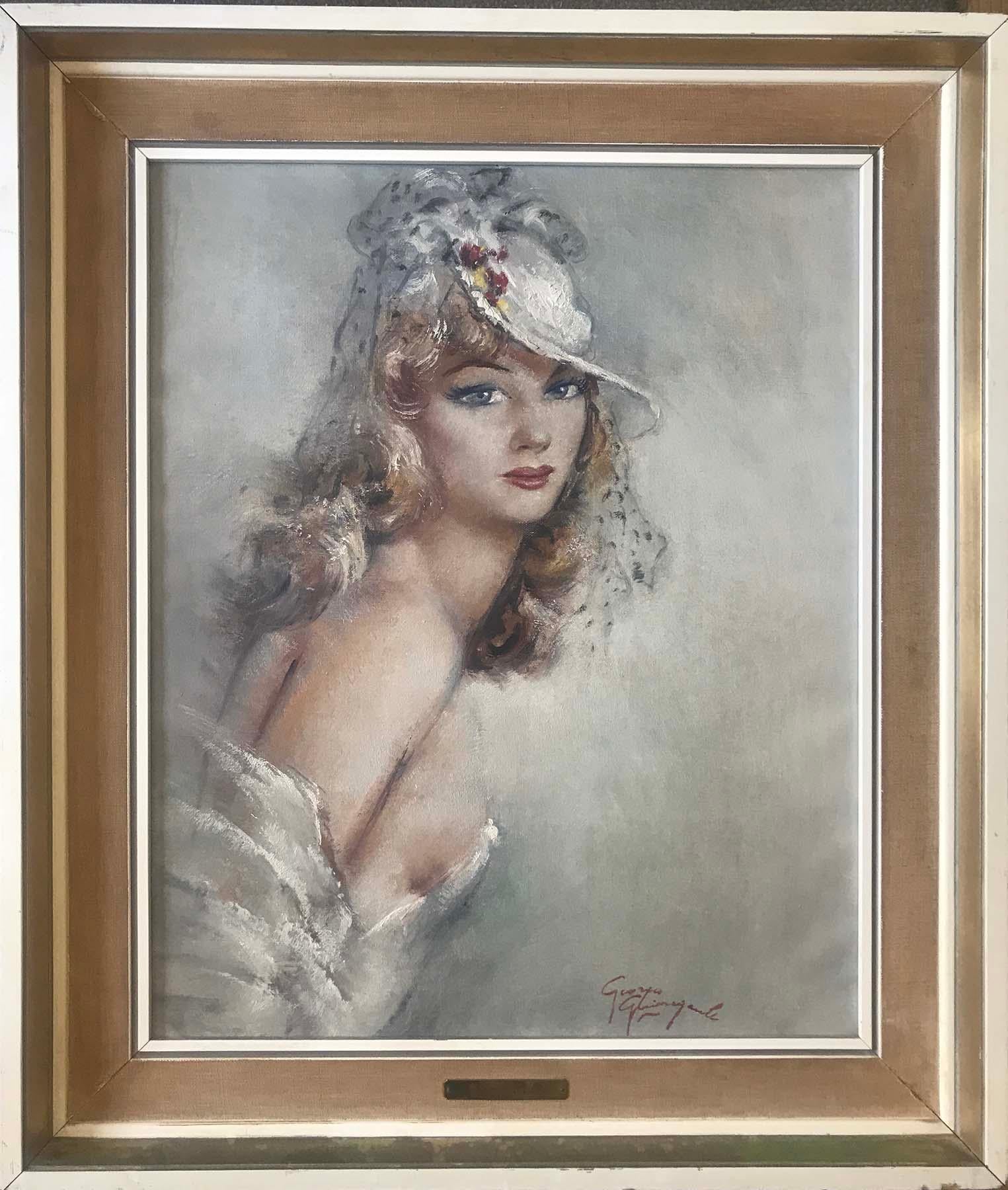 Georges-Pierre Guinegault Figurative Painting - Femme aux Chapeau