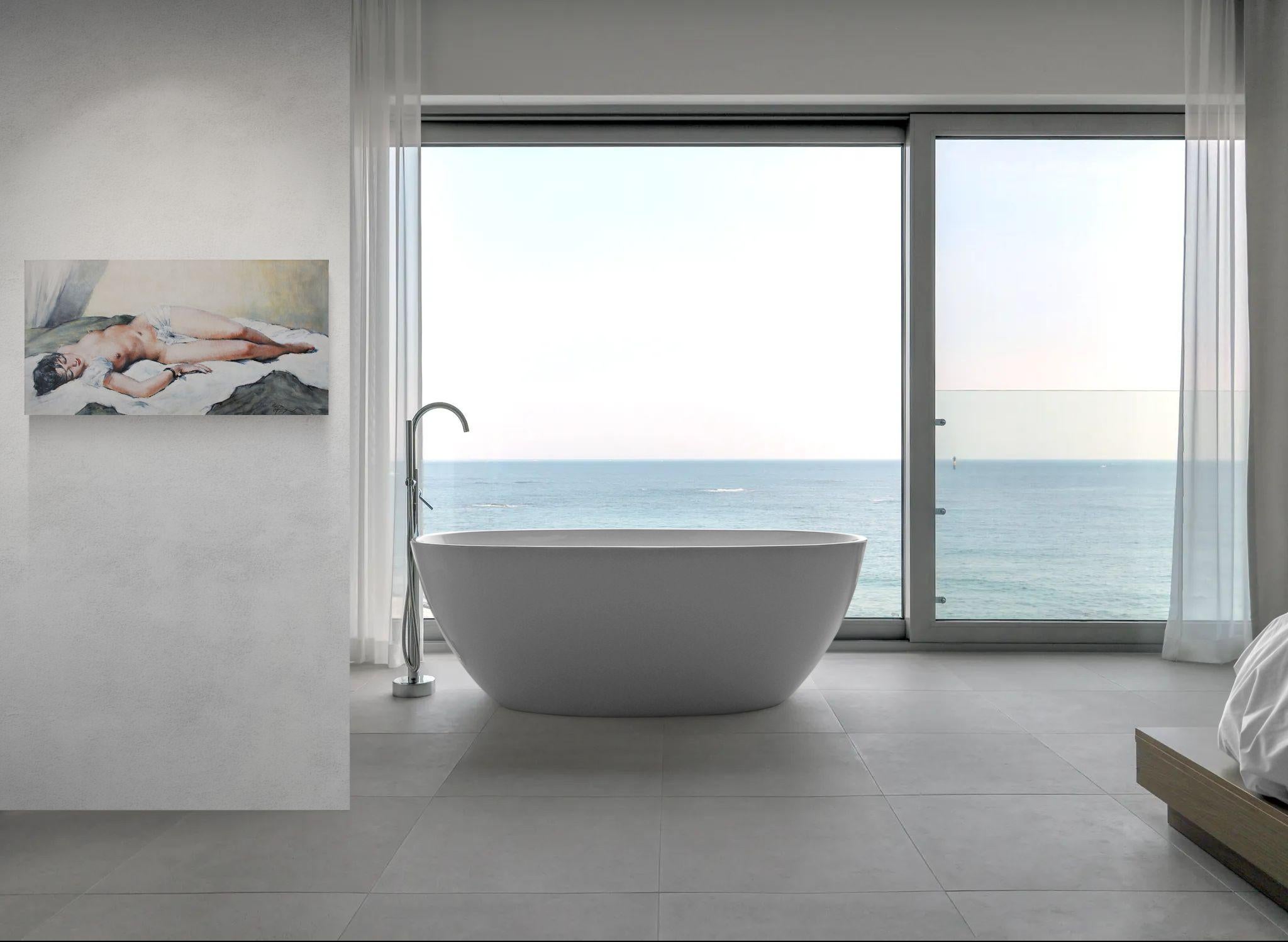 Akt Gemälde große weibliche Öl auf Leinwand von Französisch Künstler, Georges Guinegault im Angebot 3