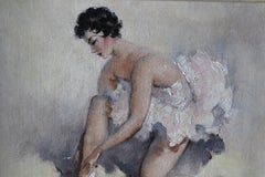 Post-impressionistisches Porträt einer Ballerina, Öl auf Leinwand, Mitte des Jahrhunderts