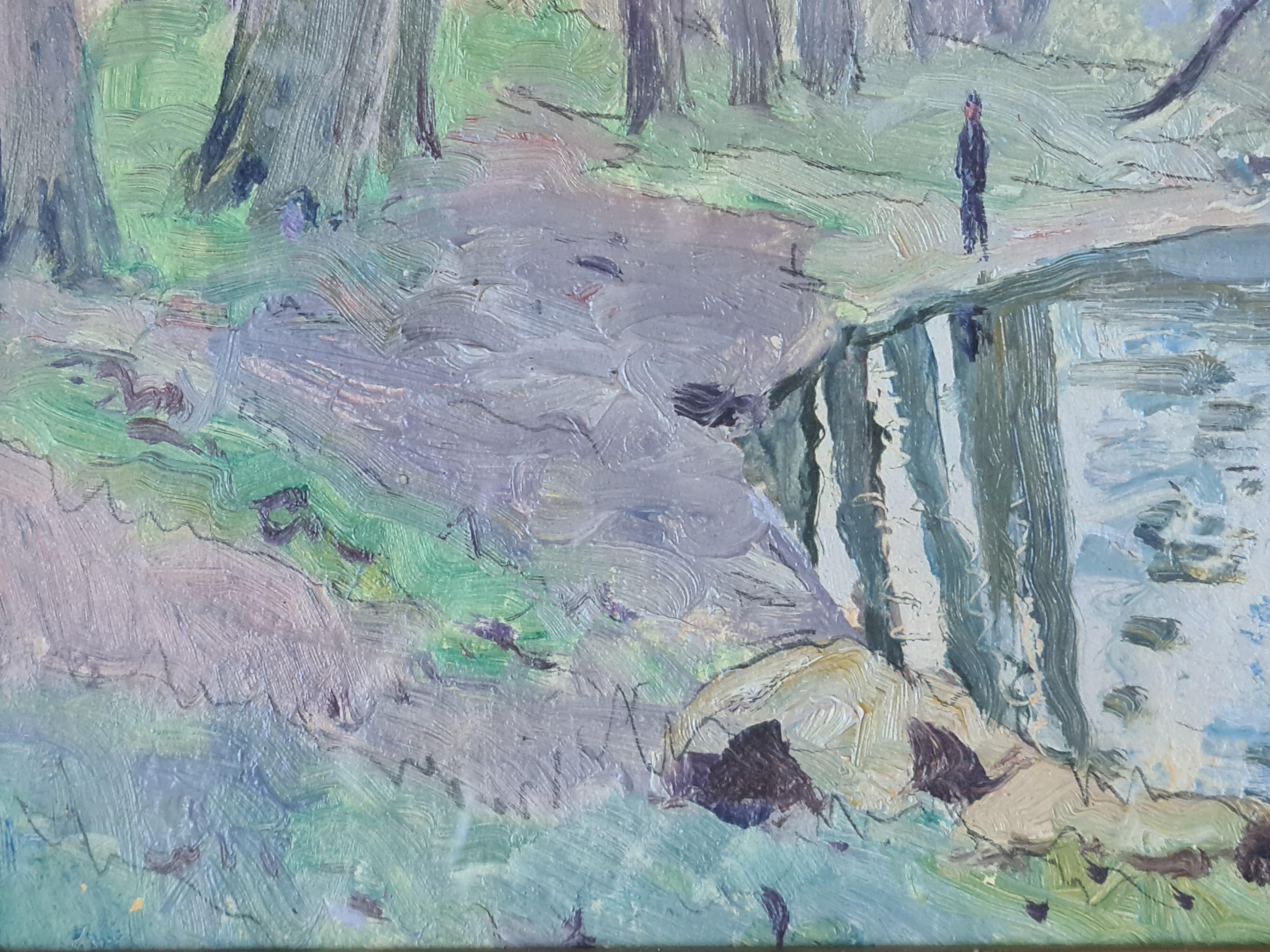 Französisches impressionistisches Gemälde, Der Fluss Barges im Angebot 4