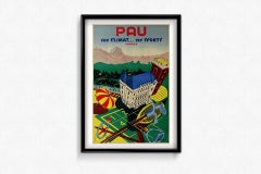 Circa 1935 affiche de voyage originale de Georges Reben - Pau - Pyrénées
