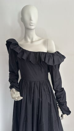 Georges Rech 1980s Black Silk Dress
