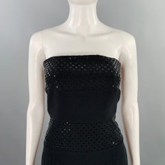 GEORGES RECH Marked FR 38 Black Viscose Blend Strapless Long Dress