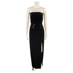 GEORGES RECH Marked FR 38 Black Viscose Blend Strapless Long Dress