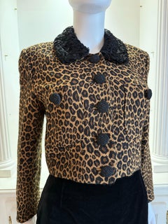 Georges Rech Paris 1990s — Leopard Print Jacket with Astrakhan Fur Collar