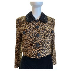 Georges Rech Paris 1990s — Leopard Print Jacket with Astrakhan Fur Collar