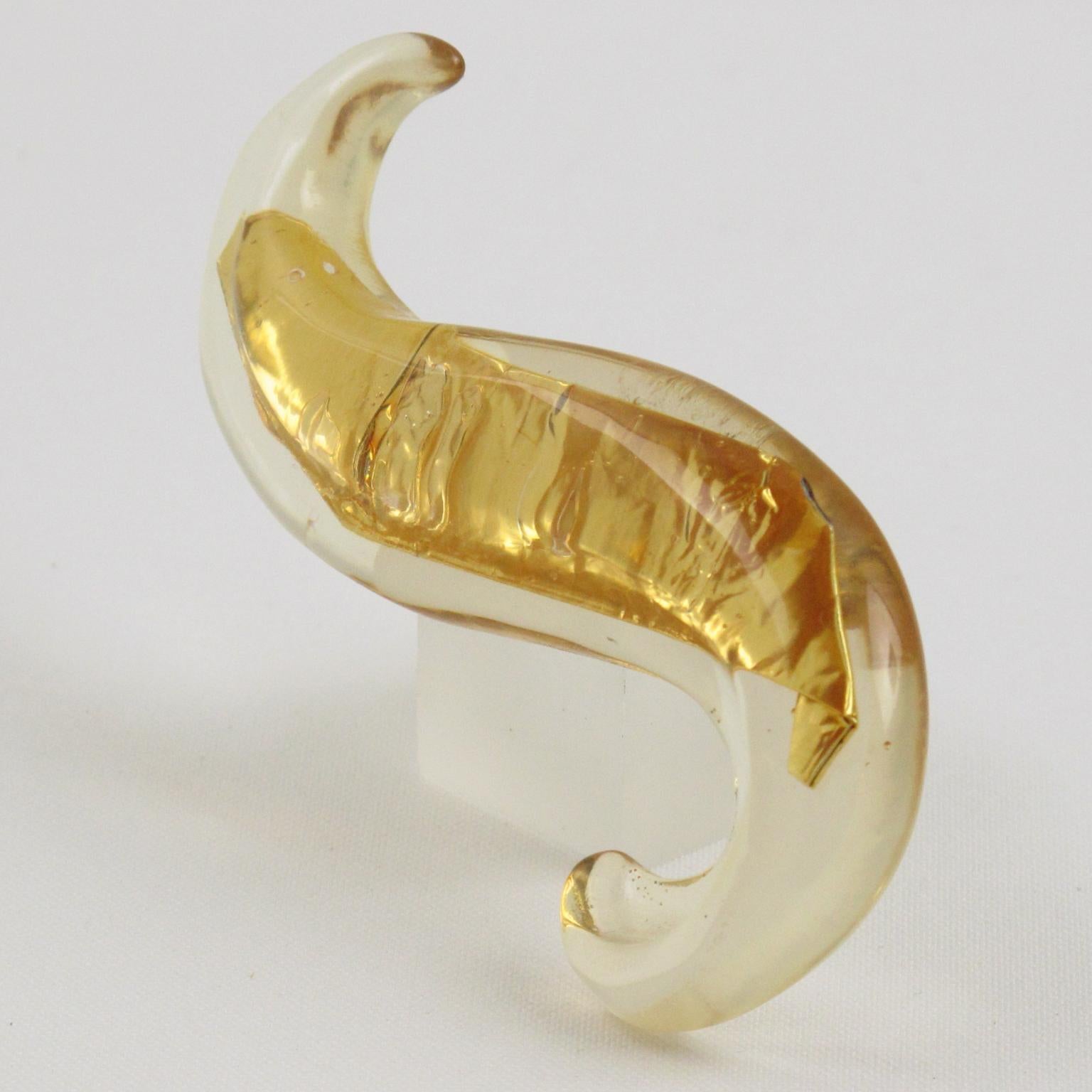 Georges Rech París Broche de lucita con incrustaciones de pan de oro Modernista en venta