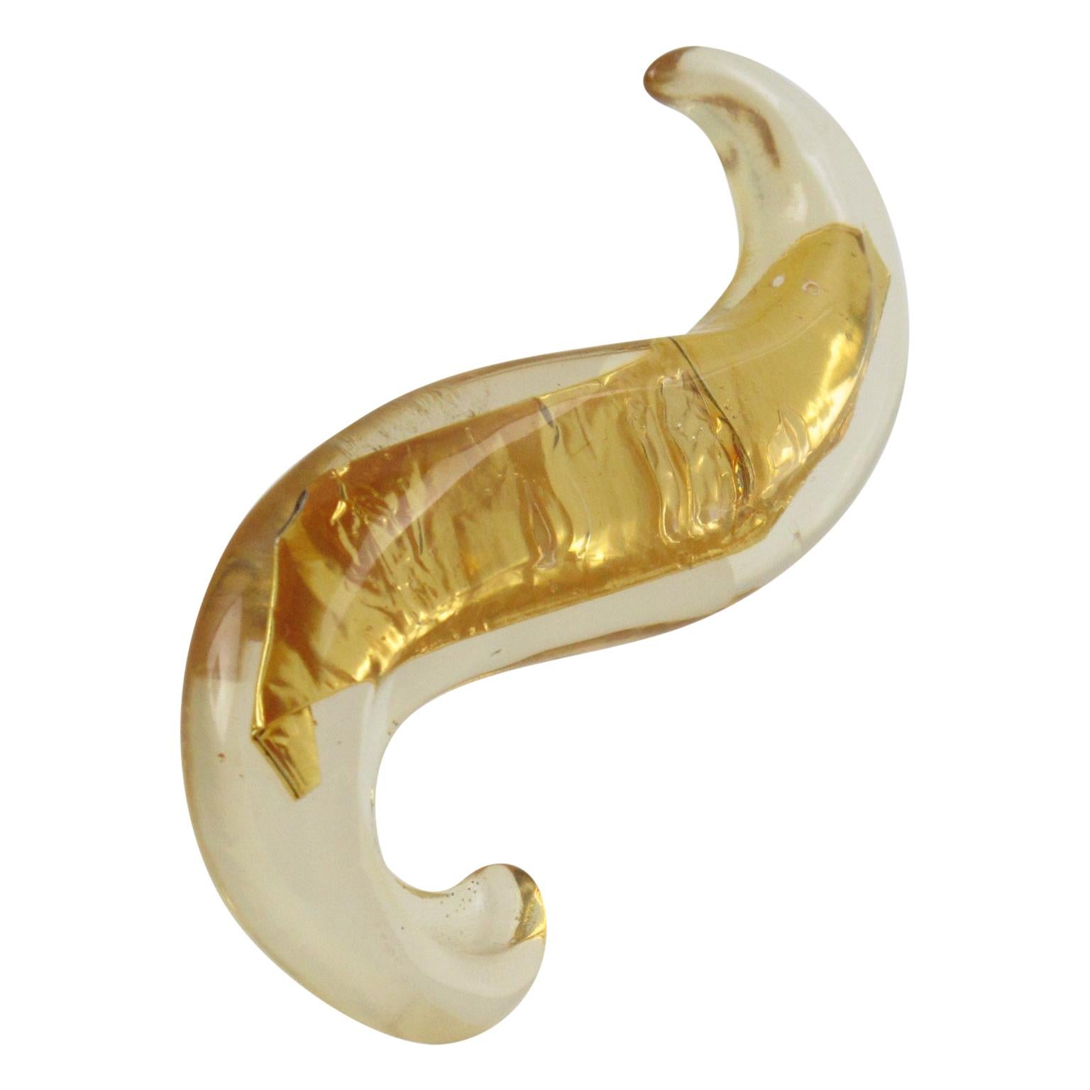Georges Rech Paris Lucite Pin Brooch with Gold Foil Inclusions For Sale
