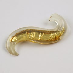 Georges Rech Paris Modernist Resin Lucite Brooch with Gold Foil Inclusions