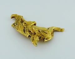 Georges Rech Paris Spilla unicorno grande d'epoca con tonalità dorata