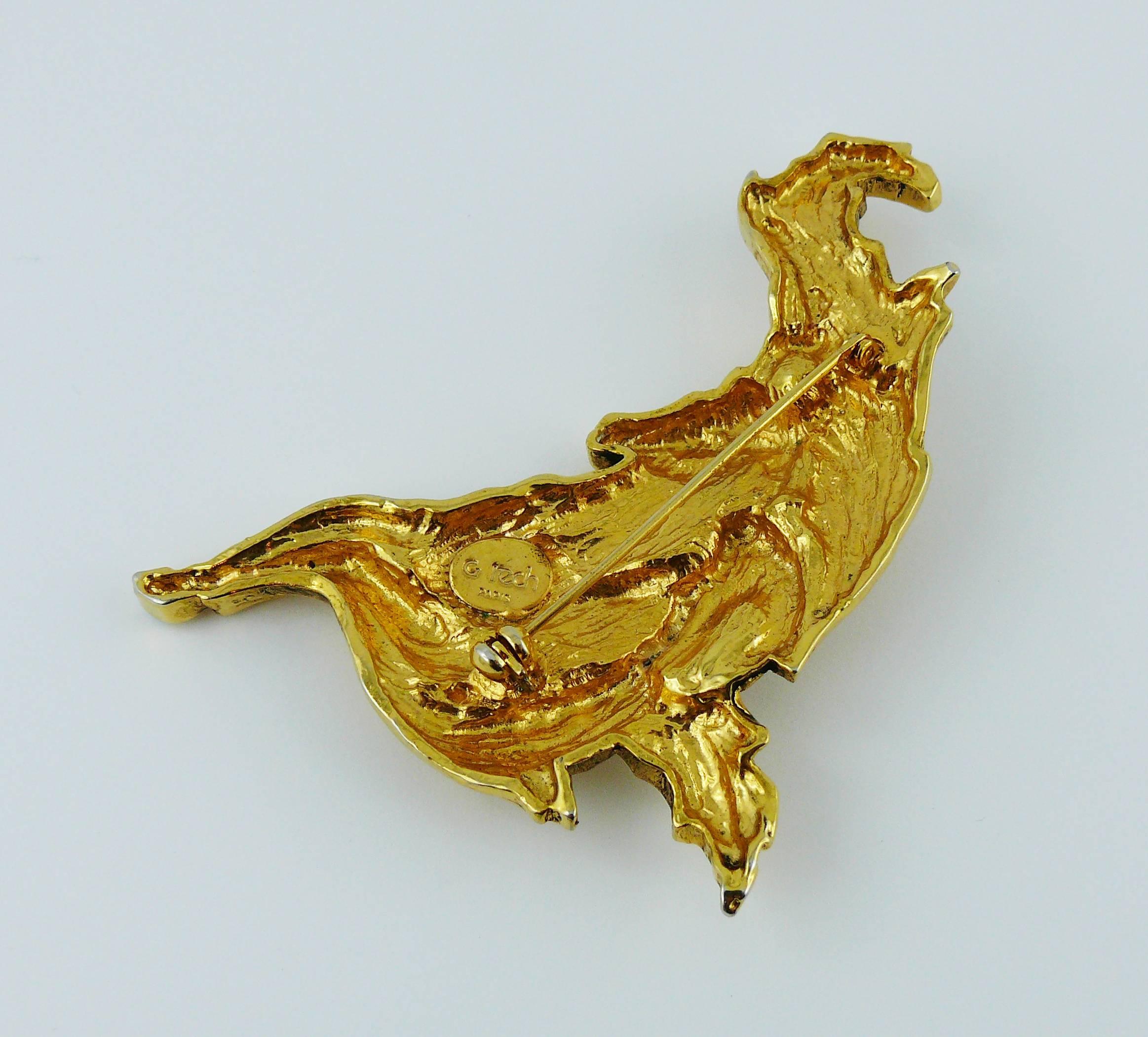 Women's Georges Rech Paris Vintage Gold Toned Large Unicorn Brooch