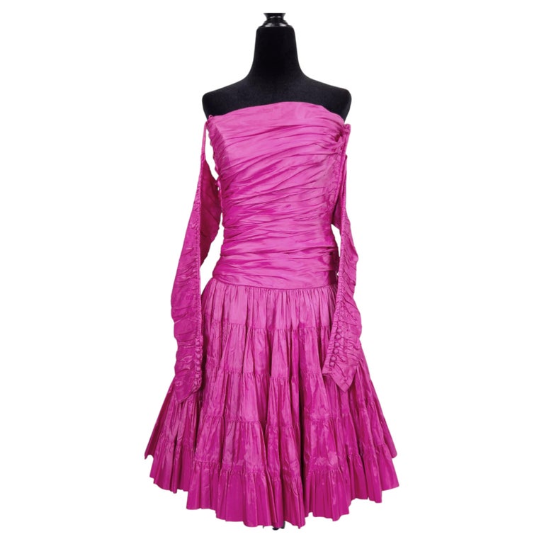 80s style cocktail dress Vintage Cocktail Dress 50s Style M, 80s Prom Party Satin Gown Bodice Evening Wedding