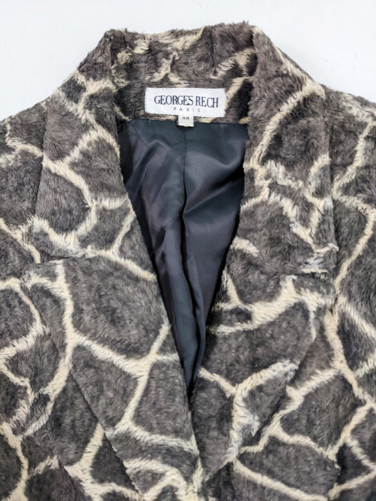 Georges Rech Vintage Blonde and Brown Animal Print Shoulder Pads Faux Fur  Jacket For Sale at 1stDibs